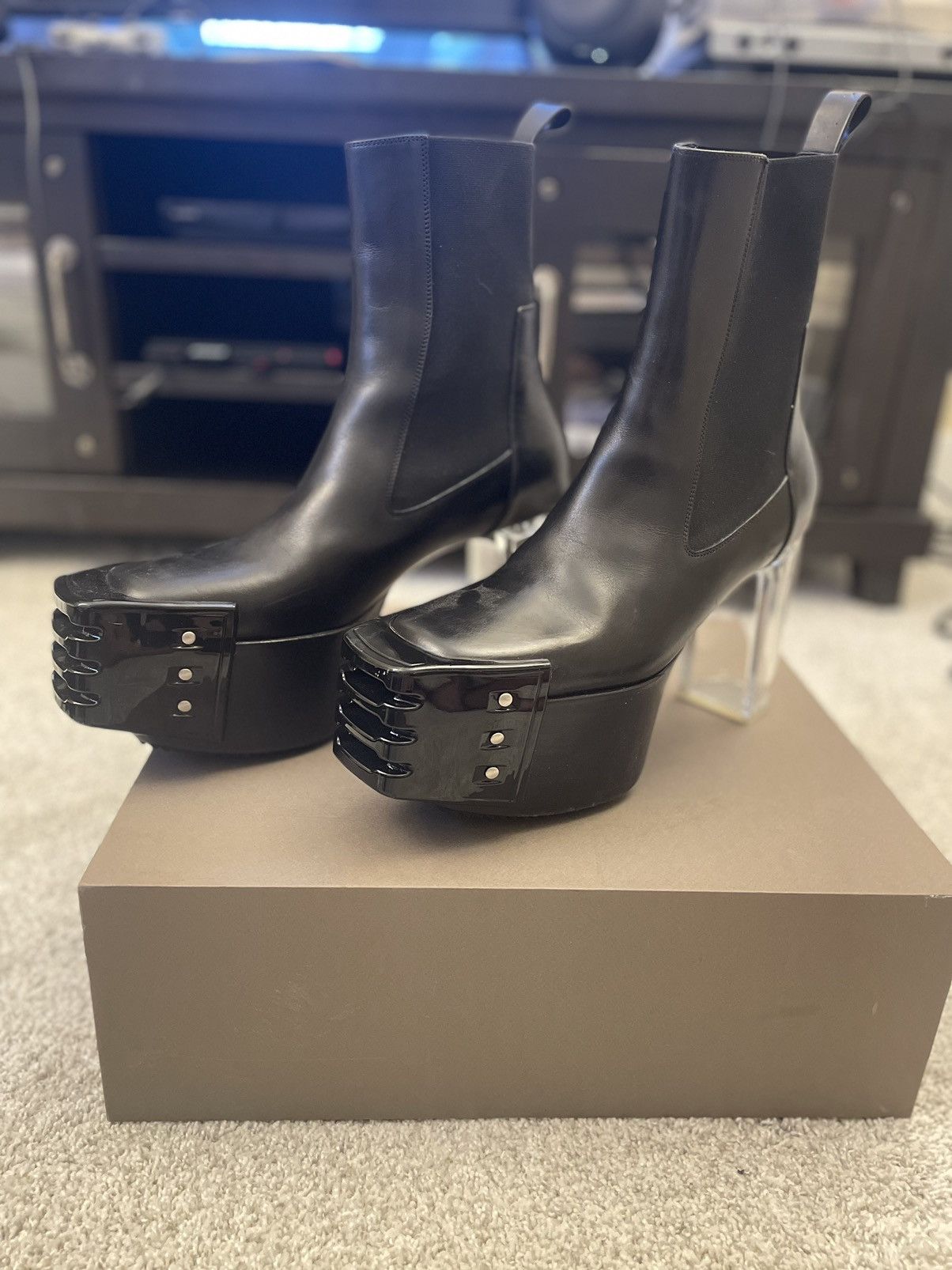 image of Rick Owens Grilled Platform Kiss Heel Shoes in Black, Men's (Size 13)