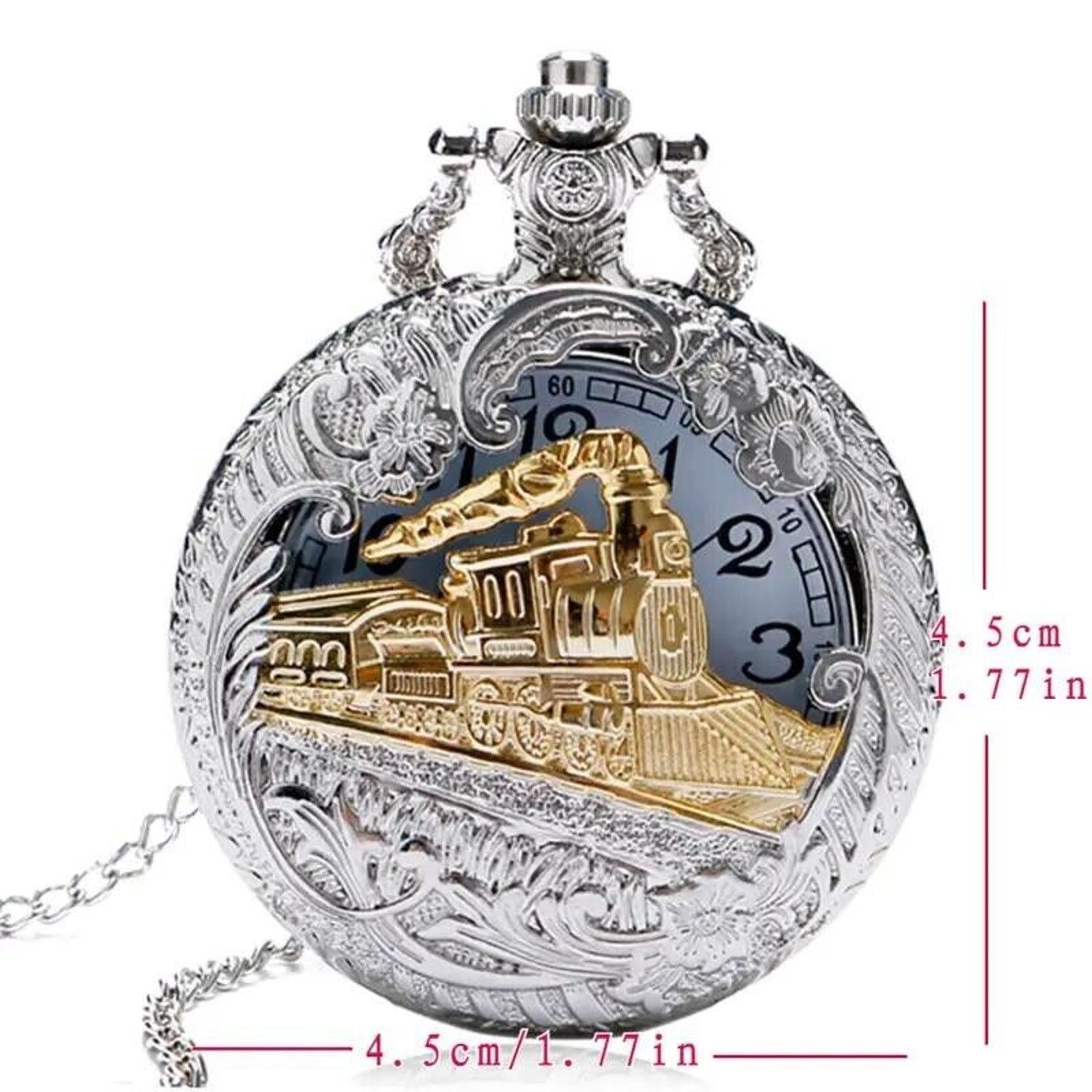 Other Retro Train Locomotive Pocket Watch • Open-Carved Skeleton Size ONE SIZE - 7 Thumbnail