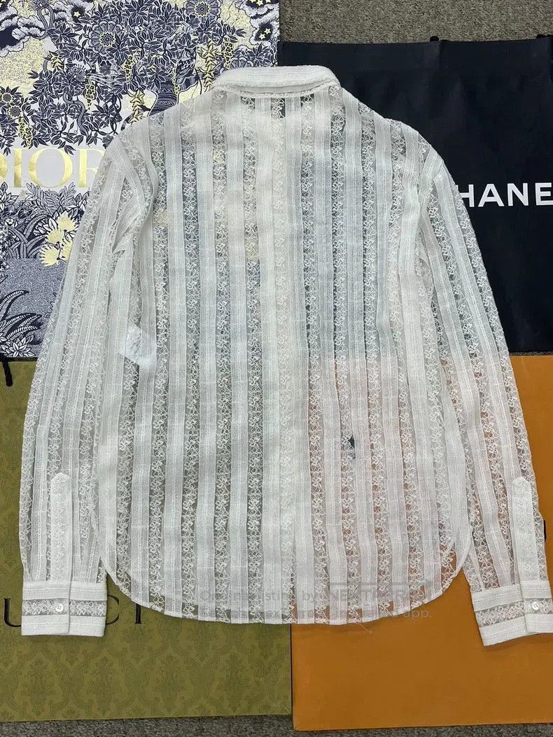 Dior Dior White Lace CD Bee Embroidery Shirt. Size US S / EU 44-46 / 1 - 3 Thumbnail