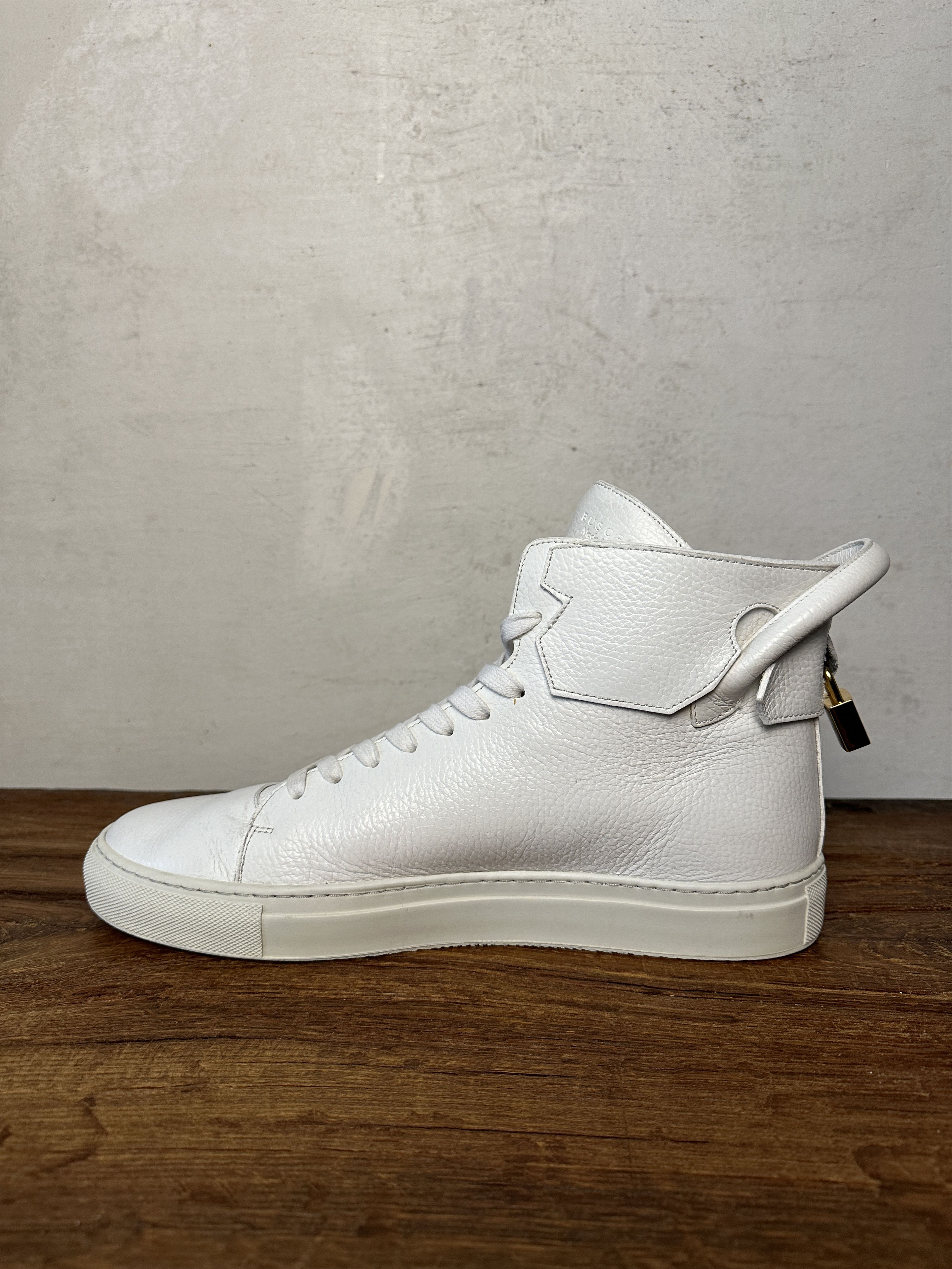 Buscemi BUSCEMI White Pelle Calf Leather Gold 125MM Sneakers Size US 13 / EU 46 - 4 Thumbnail
