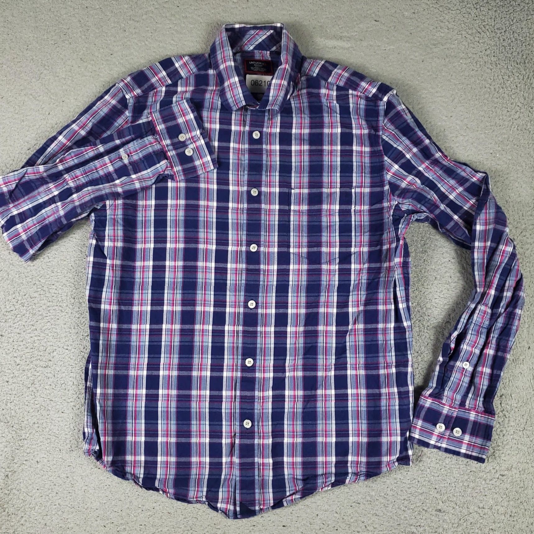 UNTUCKit VINTAGE UNTUCKit Shirt Men Medium Slim Fit Long Sleeve Button Down Plaid Casual Blue 90s Mens Size US M / EU 48-50 / 2 - 2 Thumbnail