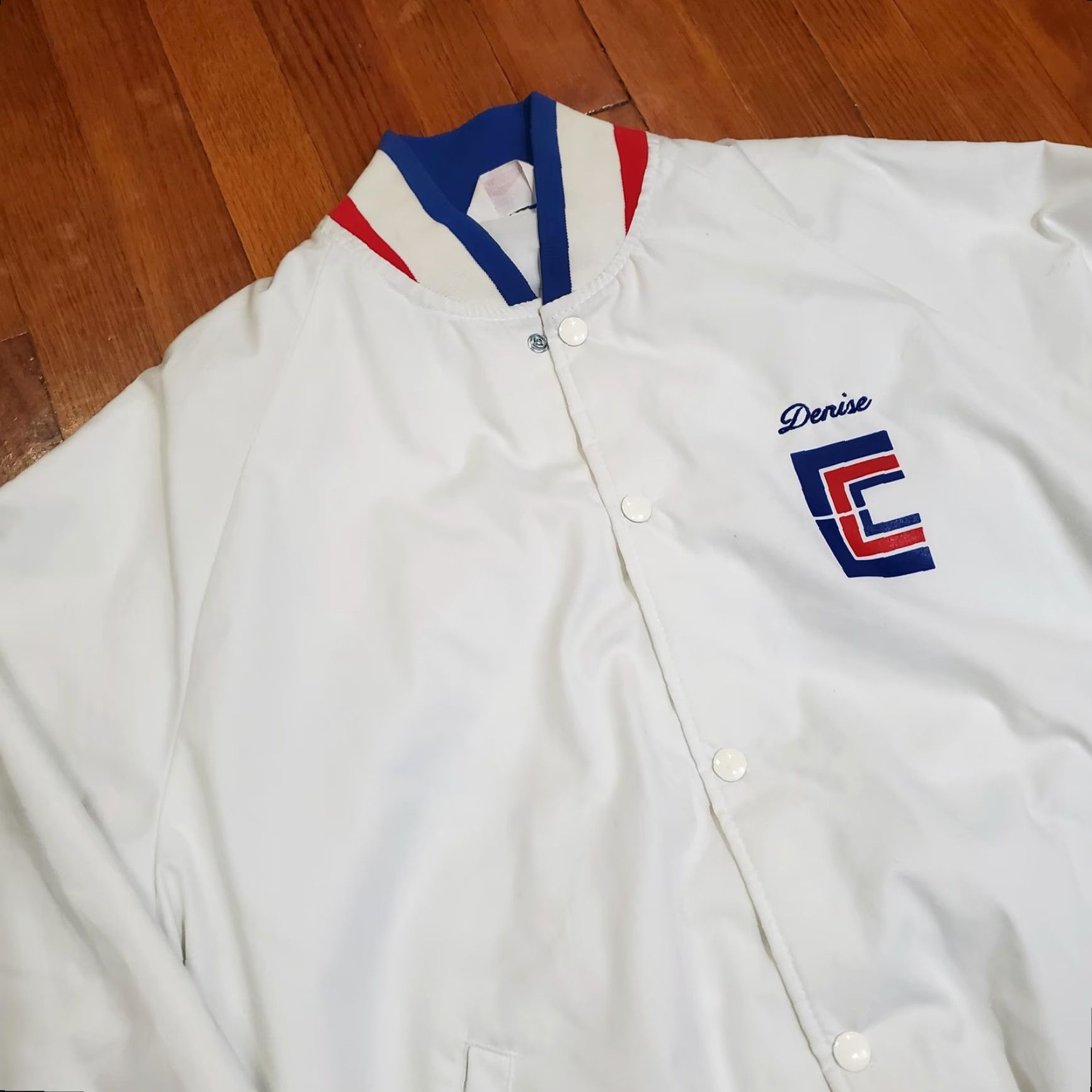 Vintage VINTAGE Carpenter Contractors of America Jacket Mens L Varsity Bomber 80s Art-Flo Nylon White Snap Size US L / EU 52-54 / 3 - 5 Thumbnail