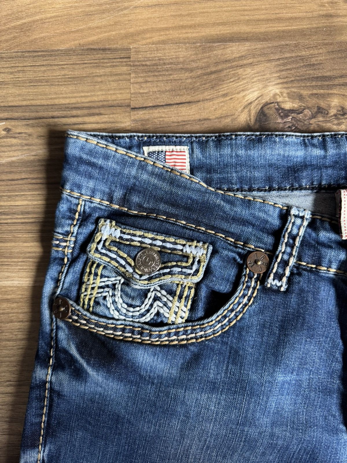 True Religion Vintage True Religion Yellow White Stitch Jeans Size US 34 / EU 50 - 5 Thumbnail