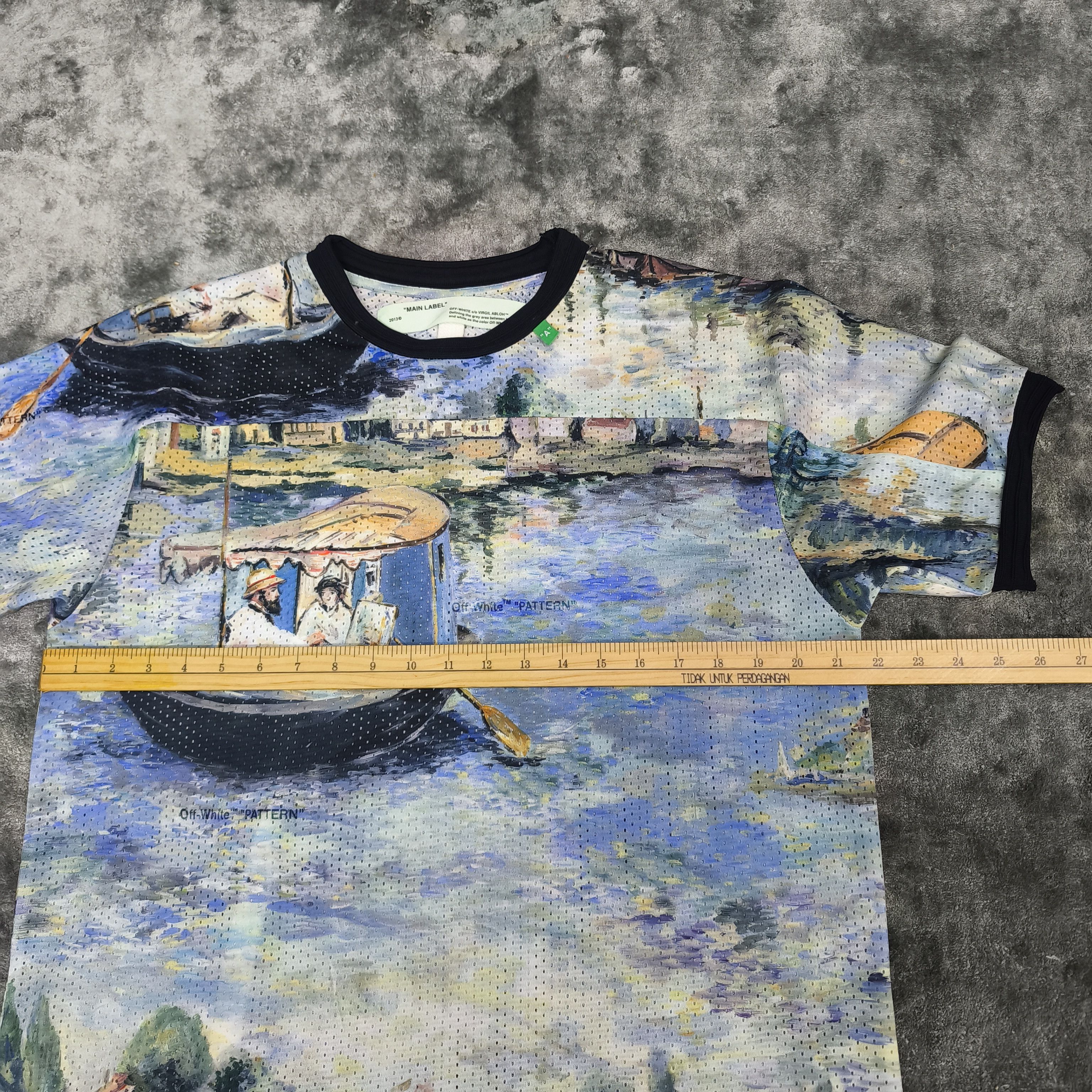 Off-White 2019 Virgil Abloh Mesh Impressionism Lake Logo T-Shirt Size US L / EU 52-54 / 3 - 6 Thumbnail