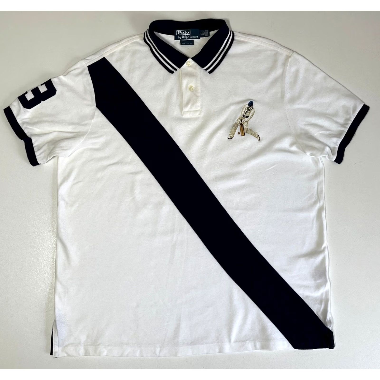 Polo Ralph Lauren Polo Ralph Lauren Men's Cricket Polo Shirt Embroidered Stripe Sz XL Vintage White Polo Shirt Size US XL / EU 56 / 4 - 3 Thumbnail