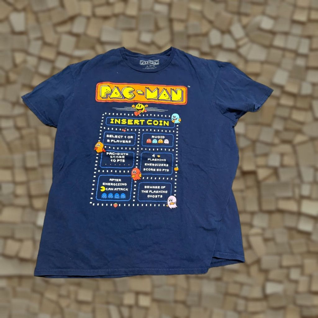 Vintage Pac-Man Shirt Men XL Navy Blue Crewneck Short Sleeve INSERT COIN Size US XL / EU 56 / 4 - 1 Thumbnail