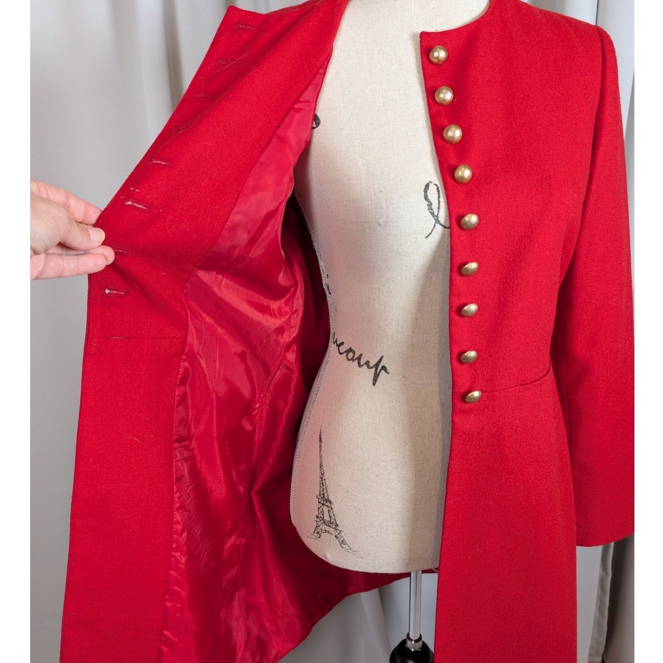 Harve Benard Vintage Harve Bernard by Bernard Holtzman Wool Overcoat Red Size XS / US 0-2 / IT 36-38 - 15 Thumbnail