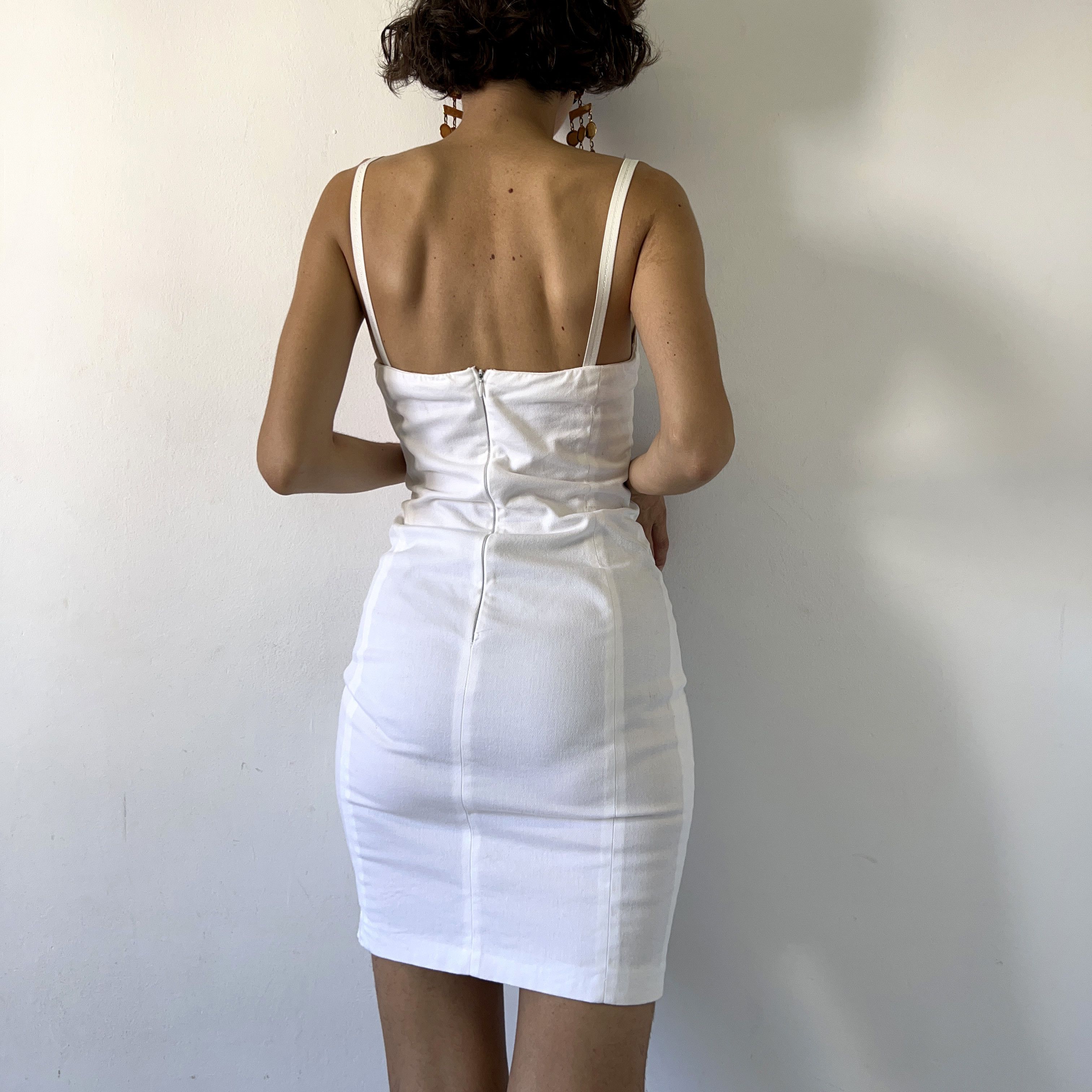 Vintage Vintage rhinestone white pencil slip mini dress Size XS / US 0-2 / IT 36-38 - 2 Thumbnail
