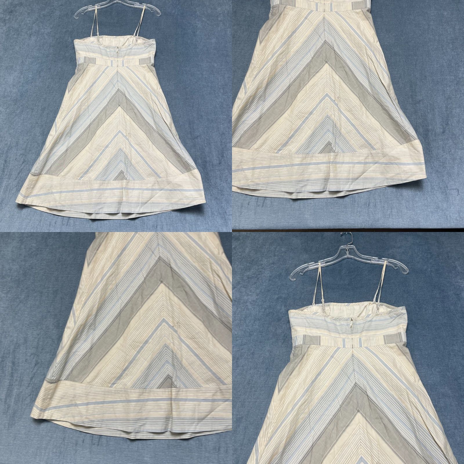 Gap Gap Midi A-Line Dress Womens 6 Beige Striped Cotton Summer Sleeveless Back Zip Dress Size M / US 6-8 / IT 42-44 - 9 Thumbnail