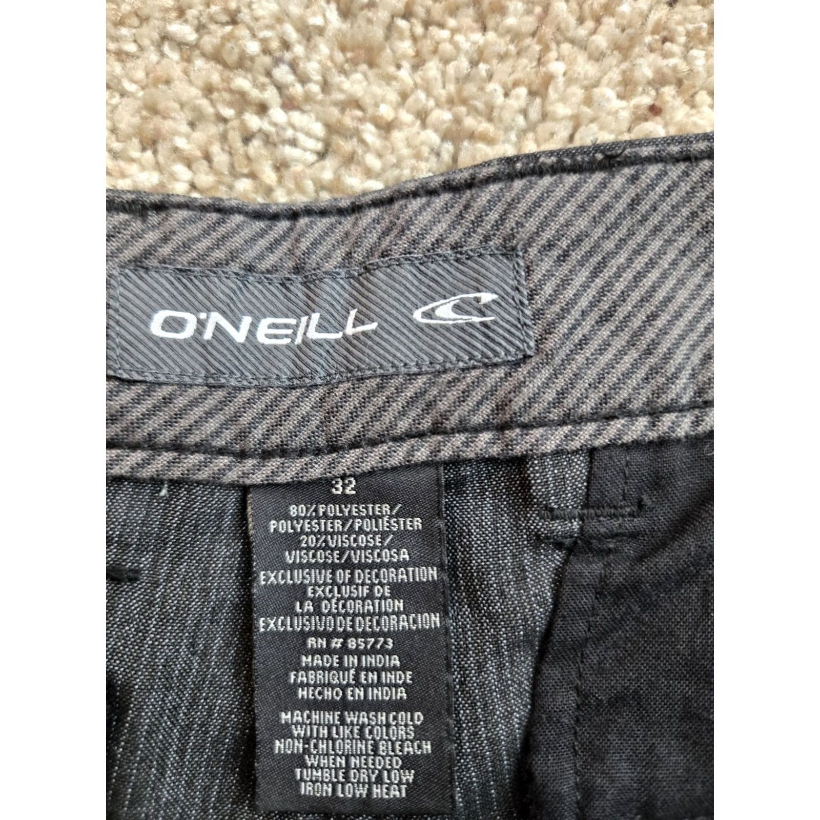 O'Neill O'Neill Chino Shorts Mens 34 Gray 10" Inseam Pockets Vintage: No Casual Plaid Pattern 5-Pocket Design Front Zip Charcoal Gray Size US 34 / EU 50 - 4 Thumbnail