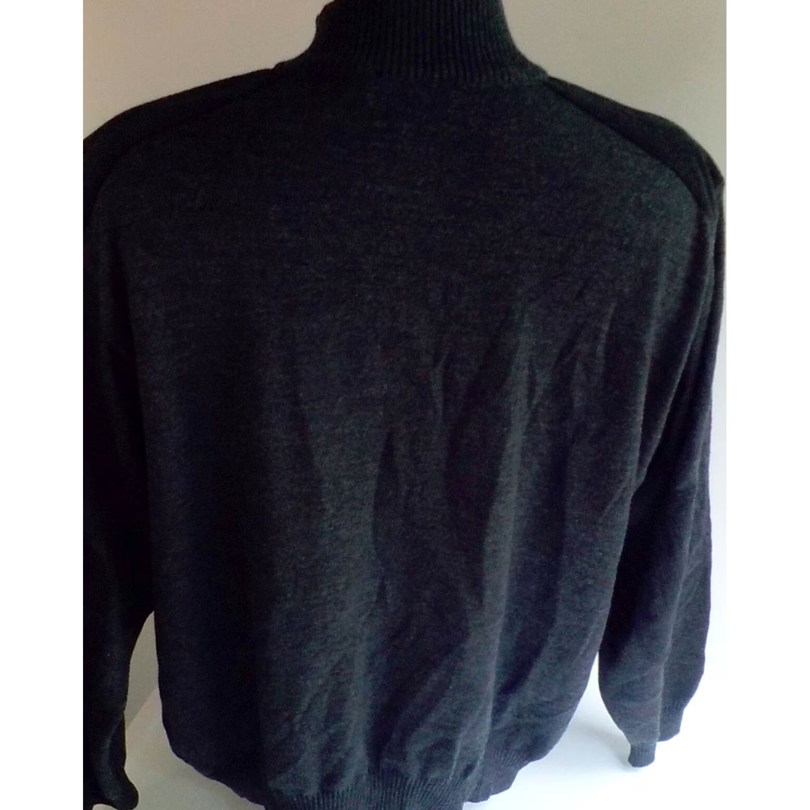 Vintage ST. Croix Knits 1/4 Zip Sweater Gray/Black XL Wool/Cotton Men's Pullover Elbow Patches Size US XL / EU 56 / 4 - 3 Thumbnail