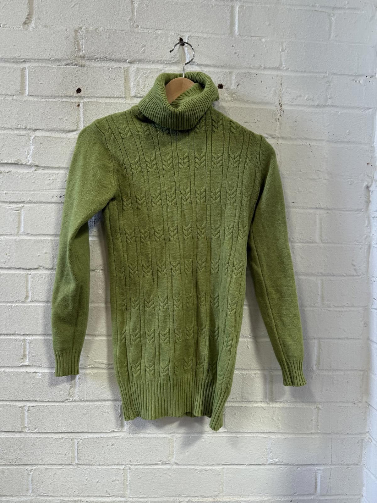 Unknown London Green Cable Knit Turtleneck Sweater Size M / US 6-8 / IT 42-44 - 3 Thumbnail
