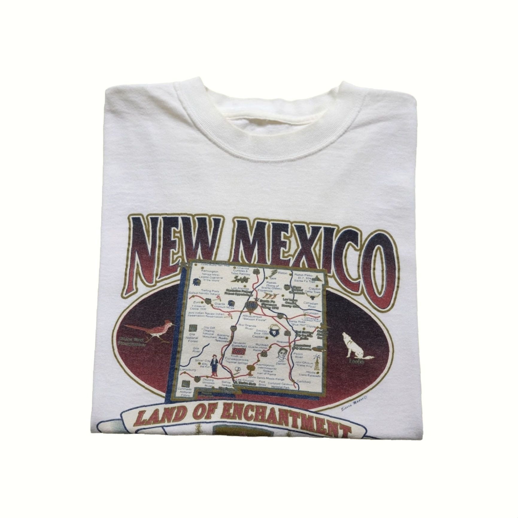 Etro VINTAGE NEW MEXICO VTG 90s RETRO MAP LAND OF ENCHANTMENT BIRD WHITE GRAPHIC T SHIRT SZ L Men Shirts Size US L / EU 52-54 / 3 - 2 Thumbnail