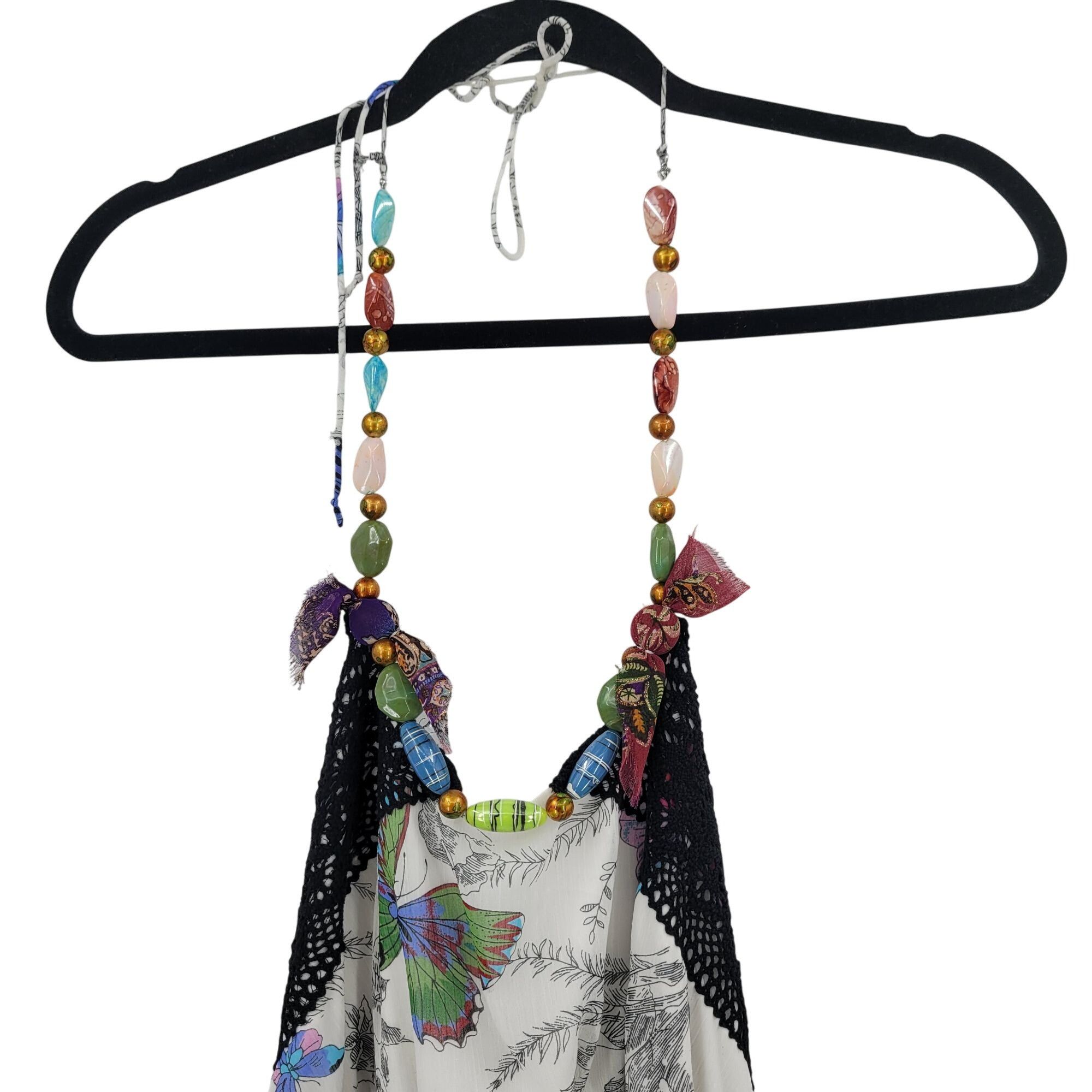 Other Y2K White Butterfly Halter Tunic Top Sz M Beaded Sharkbite S Size M / US 6-8 / IT 42-44 - 7 Thumbnail