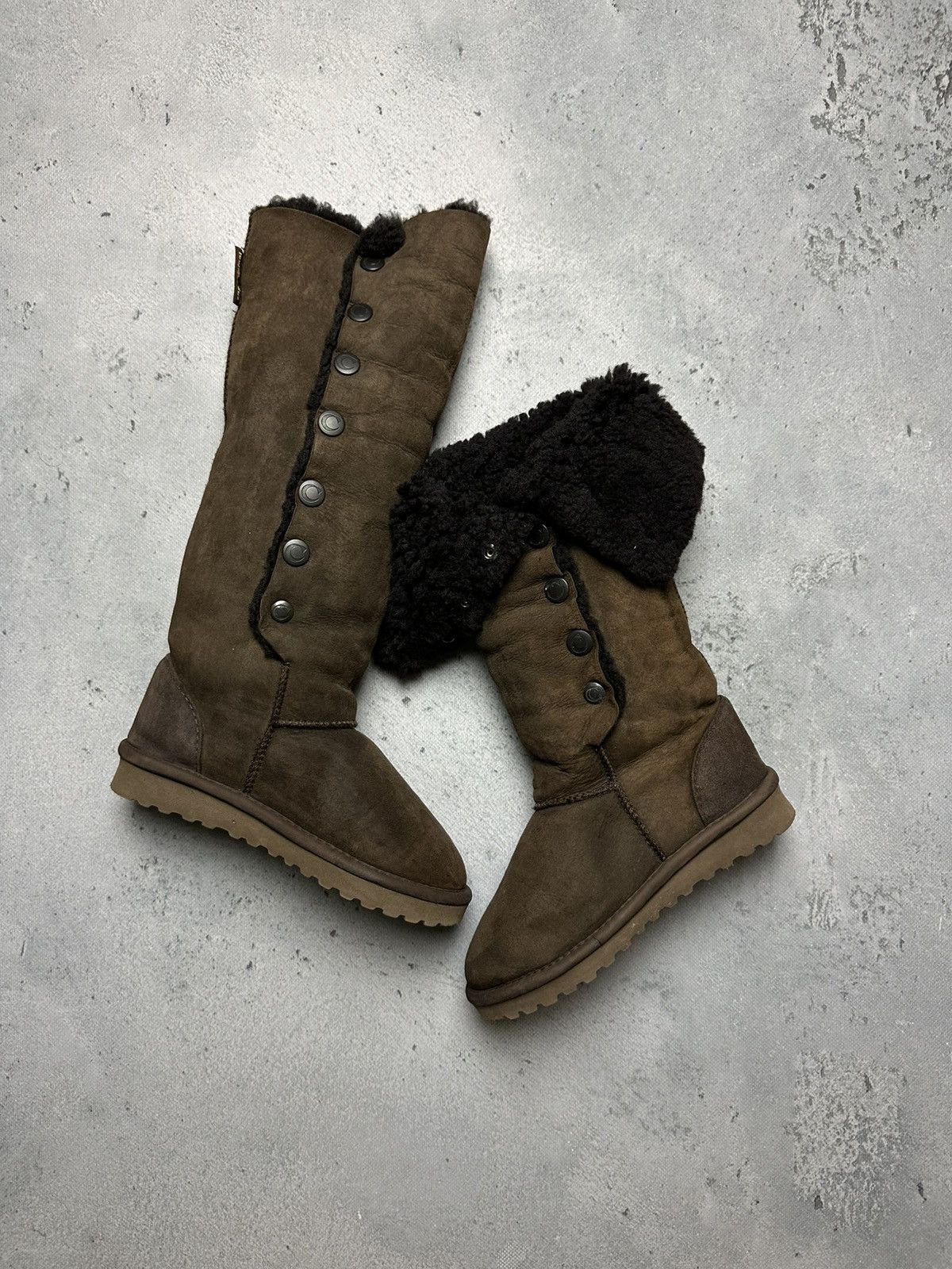 Vintage Celtic &Co Popper Sheepskin Boots - Knee Height Lux Size US 7 / IT 37 - 1 Thumbnail