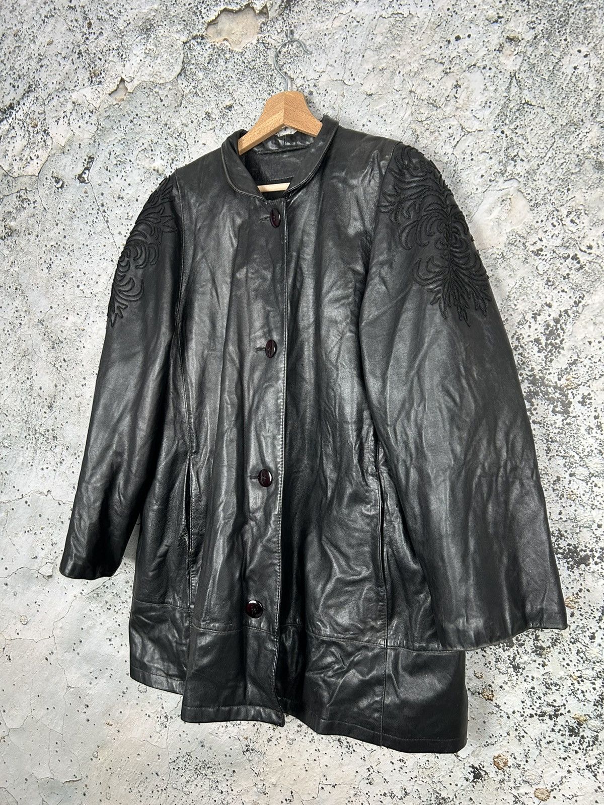 Genuine Leather Vintage Avant Garde Genuine Leather Coat Grunge Goth Punk Size US L / EU 52-54 / 3 - 2 Thumbnail
