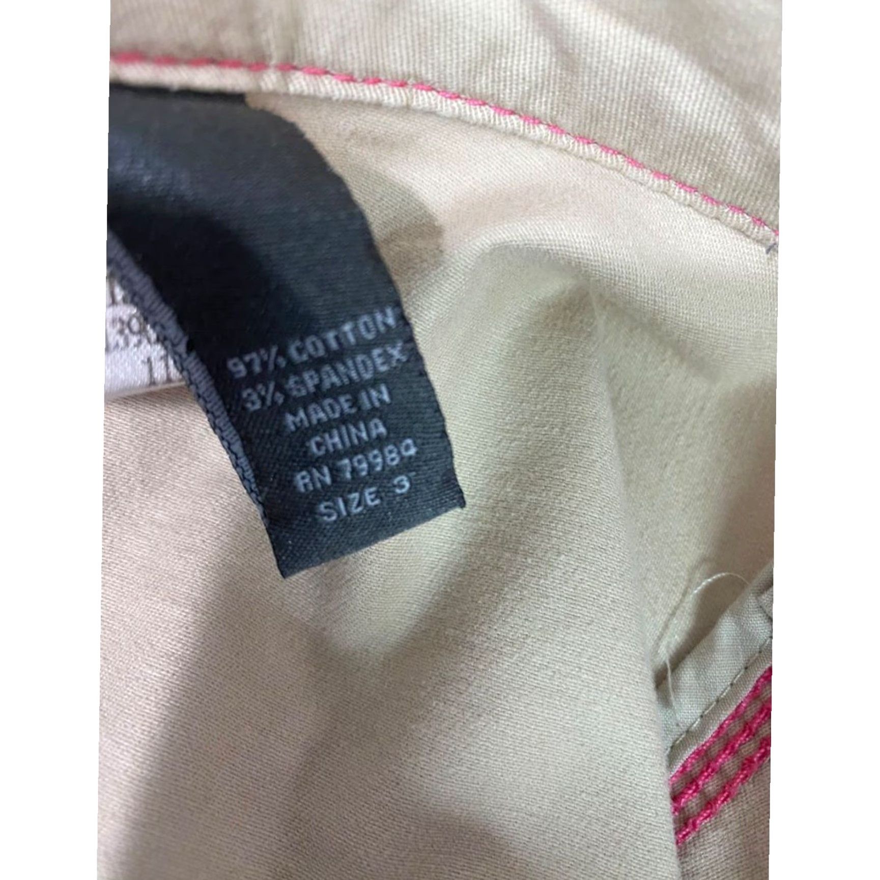 Vintage VINTAGE Additions by Chicos Jacket Womens XL (16/18) Tan Contrast Stitch Cuff Pink Cotton Blend 97% cotton 3% spandex Size XL / US 12-14 / IT 48-50 - 7 Thumbnail