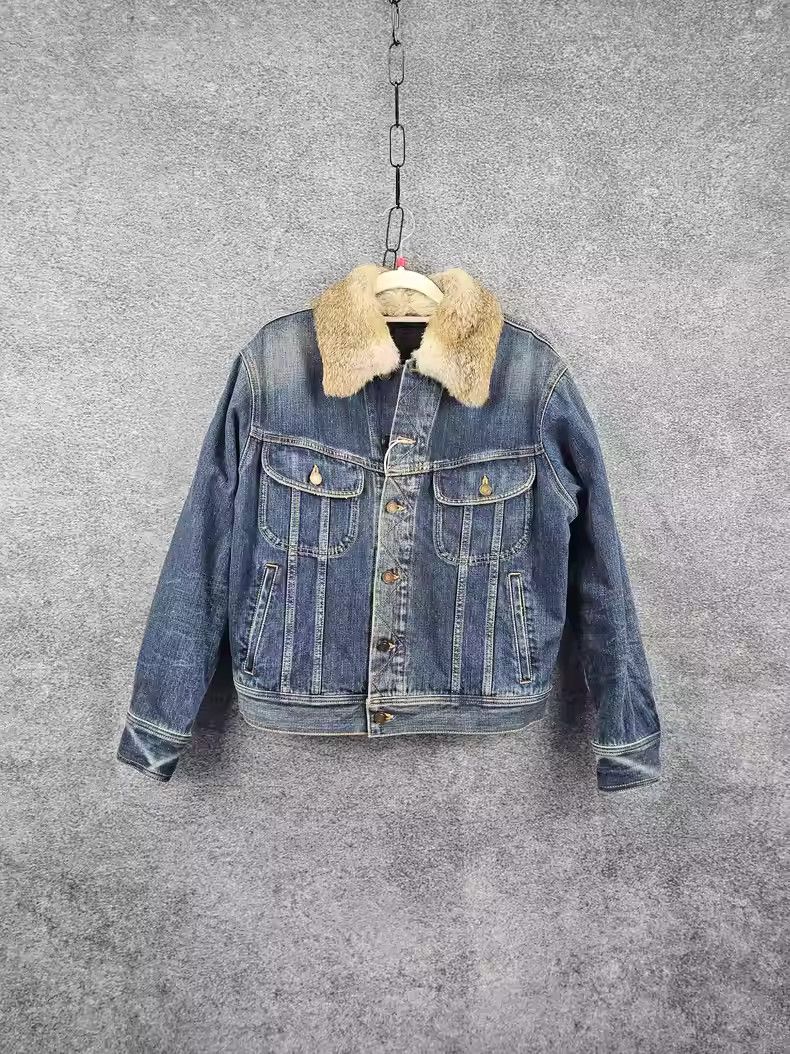 Saint Laurent Paris Saint Laurent Denim Jacket with Fur Collar Size US S / EU 44-46 / 1 - 1 Thumbnail