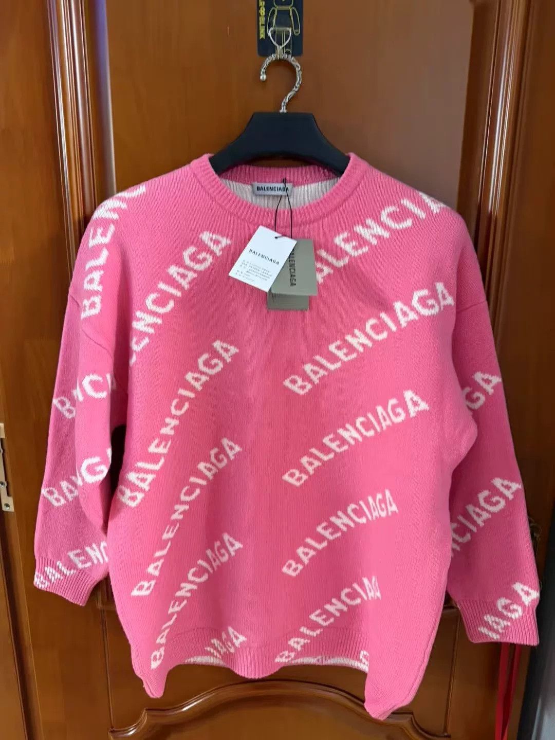 Balenciaga Pink Print Sweater M