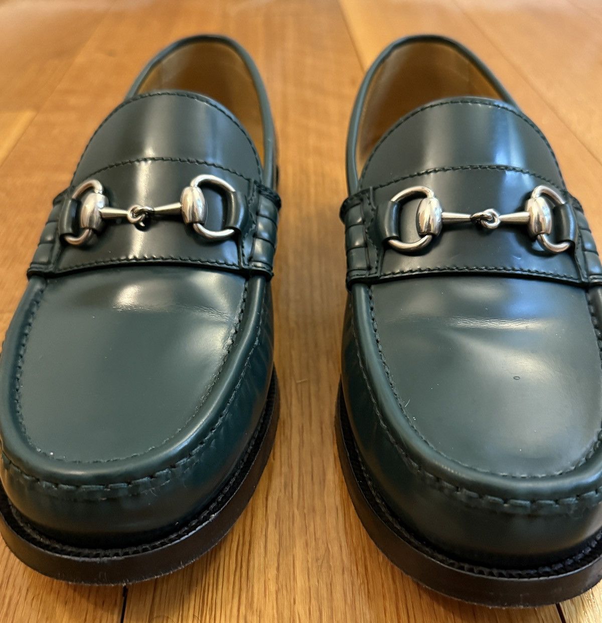 Gucci Gucci Green Leather Horsebit Loafers UK 8 / US 9 Size US 9 / EU 42 - 1 Thumbnail