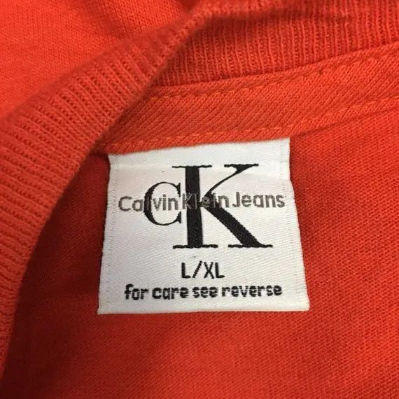 Calvin Klein Vtg CALVIN KLEIN CK Jeans Logo Orange Tee Shirt New York Size US L / EU 52-54 / 3 - 7 Thumbnail