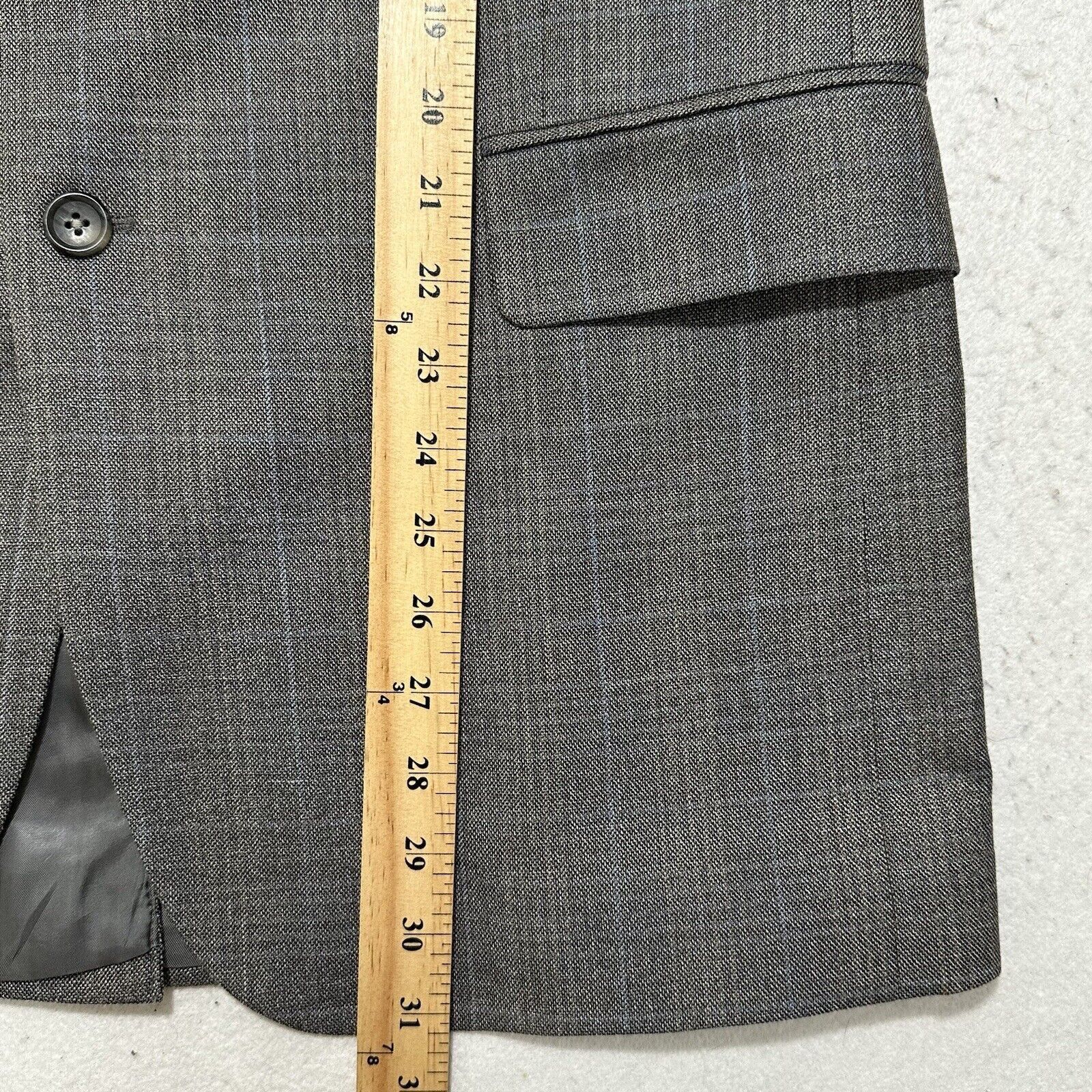 Jos. A. Bank Jos. A. Bank 43R Silk Wool Gray Plaid Striped Suit Jacket Size 42R - 11 Thumbnail