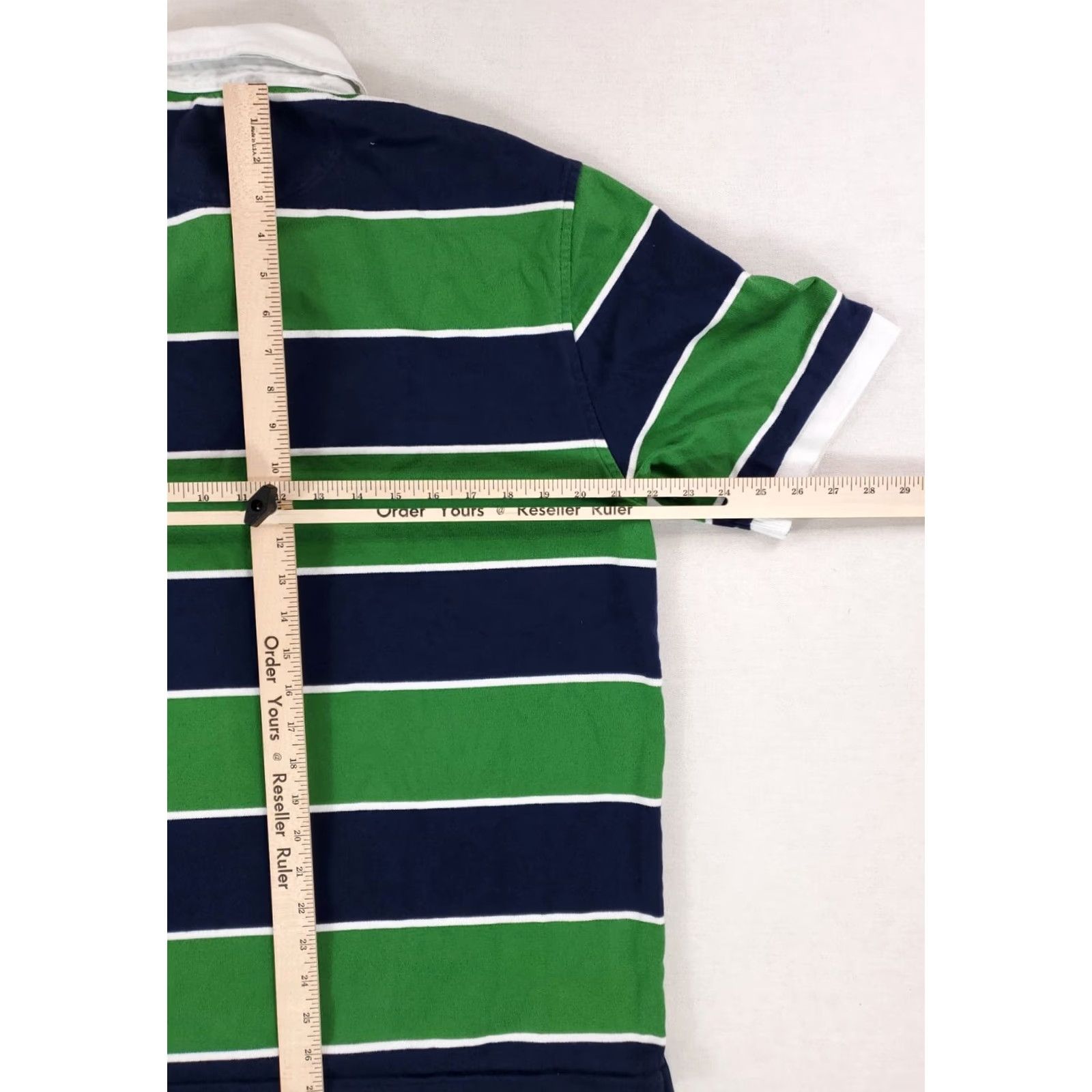 Brooks Brothers Brook Brothers 346 Polo Rugby Shirt Multicolor Striped Mens L Blue Green White Polo Shirt Mens L Size US L / EU 52-54 / 3 - 7 Thumbnail
