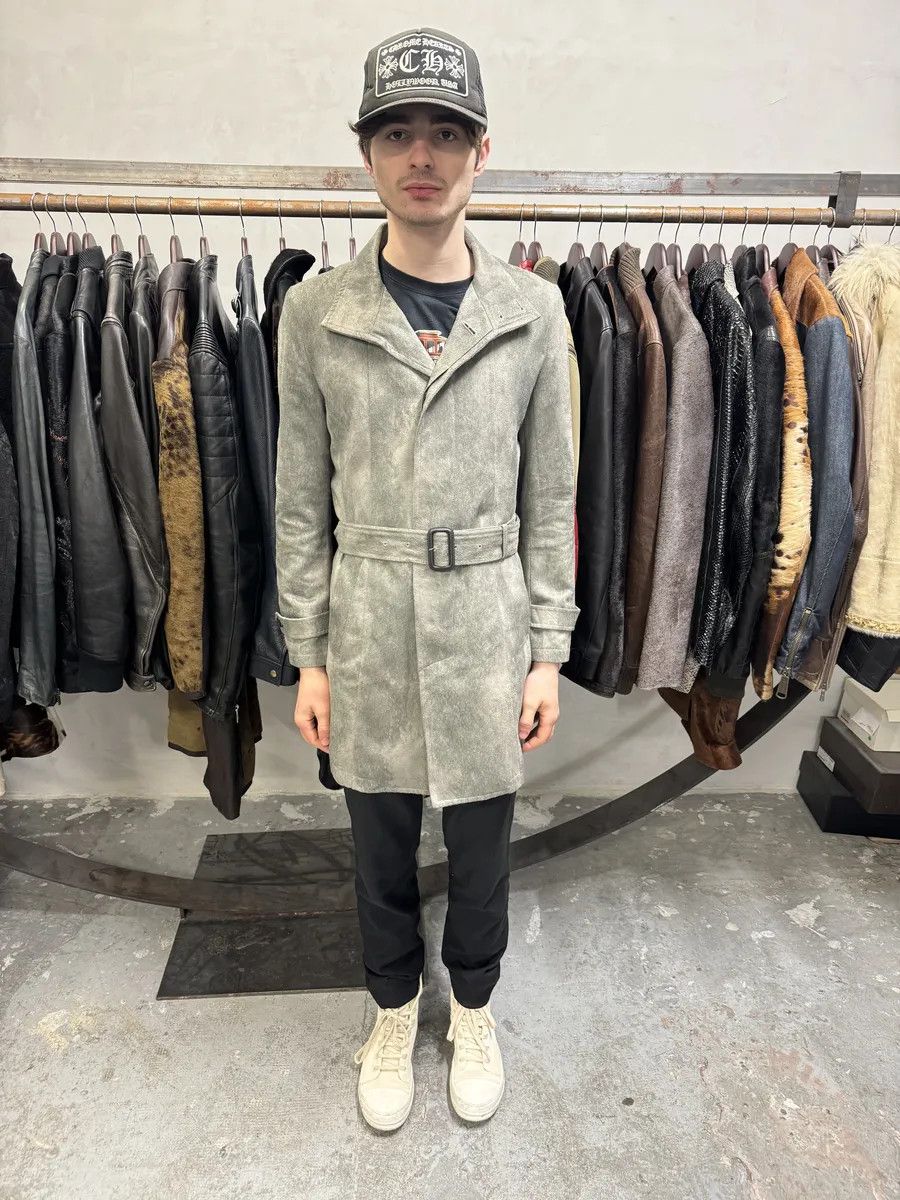 Tornado Mart × Vintage Tornado Mart Grey Suede Belted Trench Jacket Size US S / EU 44-46 / 1 - 4 Thumbnail