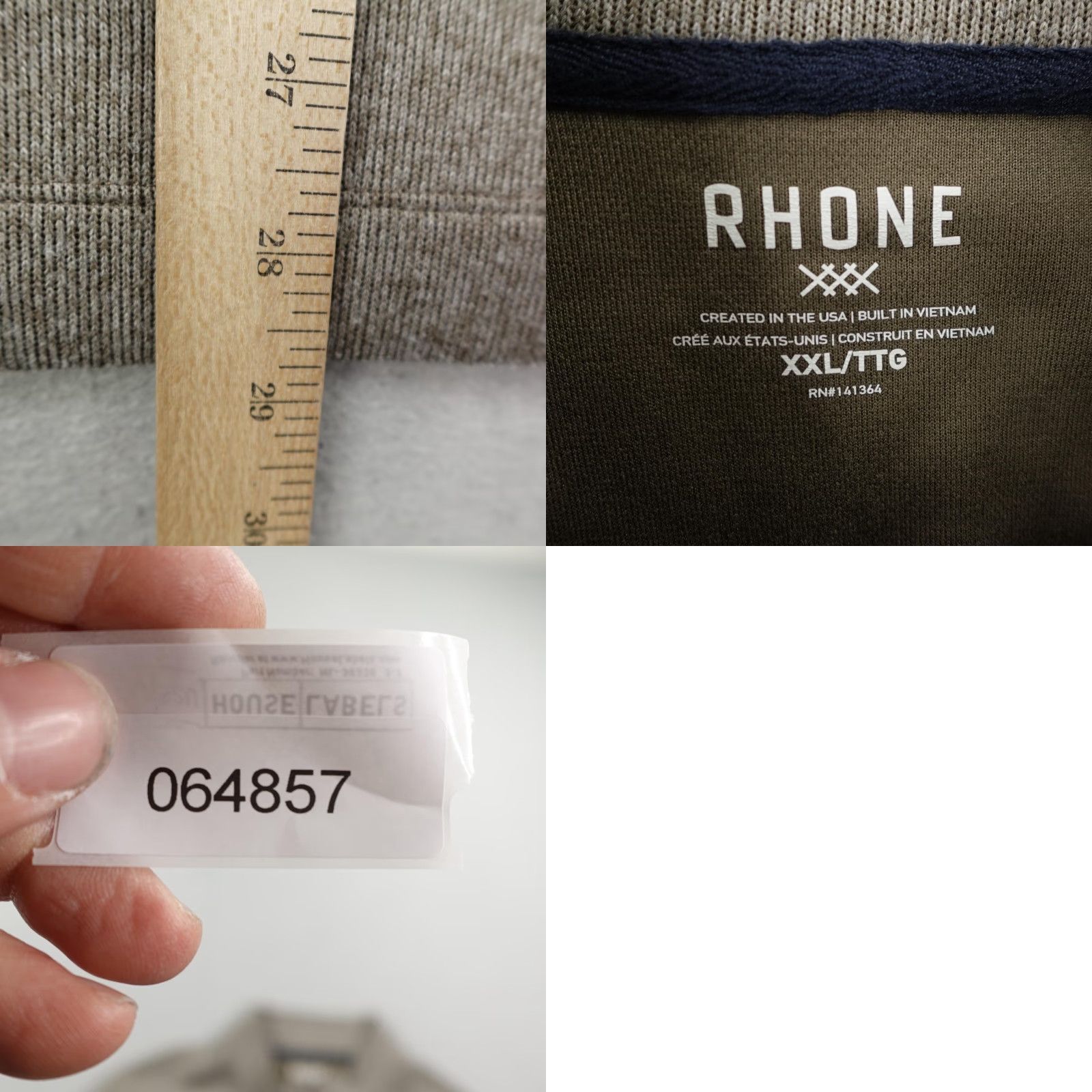 Rhone Rhone Sweater Men 2XL Gray Commuter 1/4 Zip Pullover Performance Comfort Stretch Size US XXL / EU 58 / 5 - 8 Thumbnail
