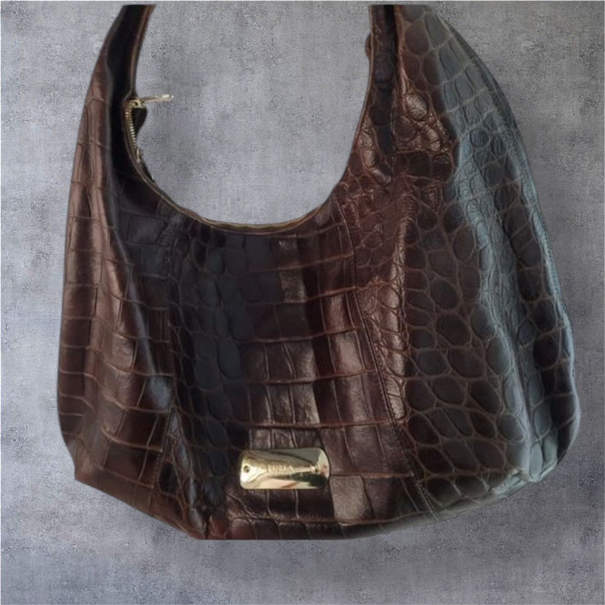 Furla Furla croc leather chocolate hobo bag Size ONE SIZE - 2 Thumbnail
