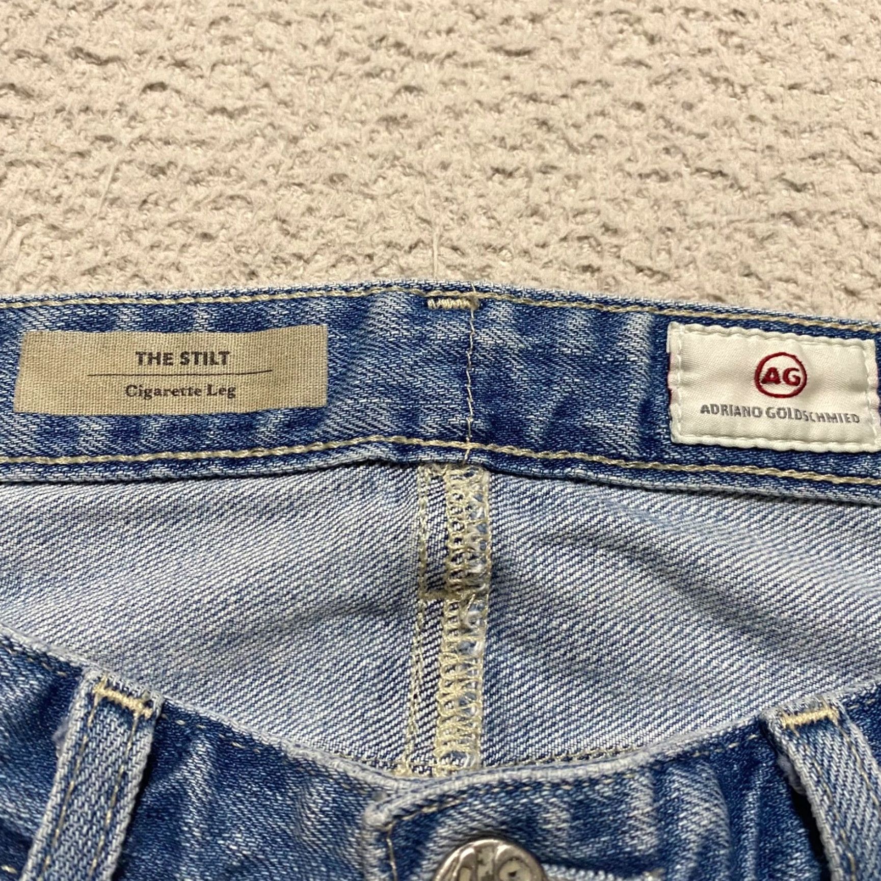Denime AG Adriano Goldschmied Jeans Womens 27 Blue Denim Cigarette Skinny Distressed Jeans Size 27" / US 4 / IT 40 - 7 Thumbnail