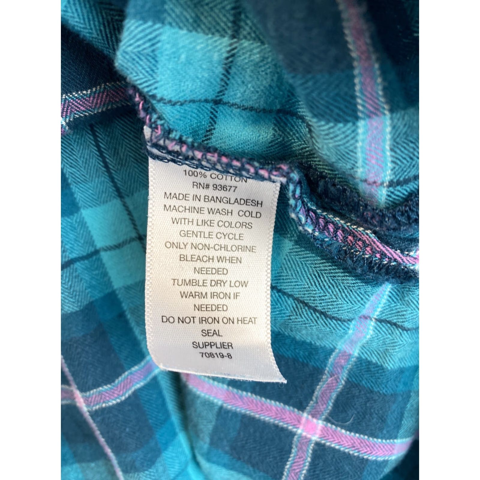 Vintage St. Johns Bay Shirt Girls L Casual Button-Up Long Sleeve Plaid Turquoise, Cotton, Regular, Turquoise, 79-14 Size US L / EU 52-54 / 3 - 7 Thumbnail