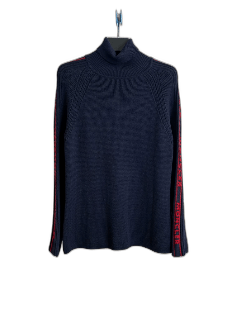 Moncler Moncler High-Neck Sweater with Logo Stripes-yf Size US XL / EU 56 / 4 - 1 Thumbnail