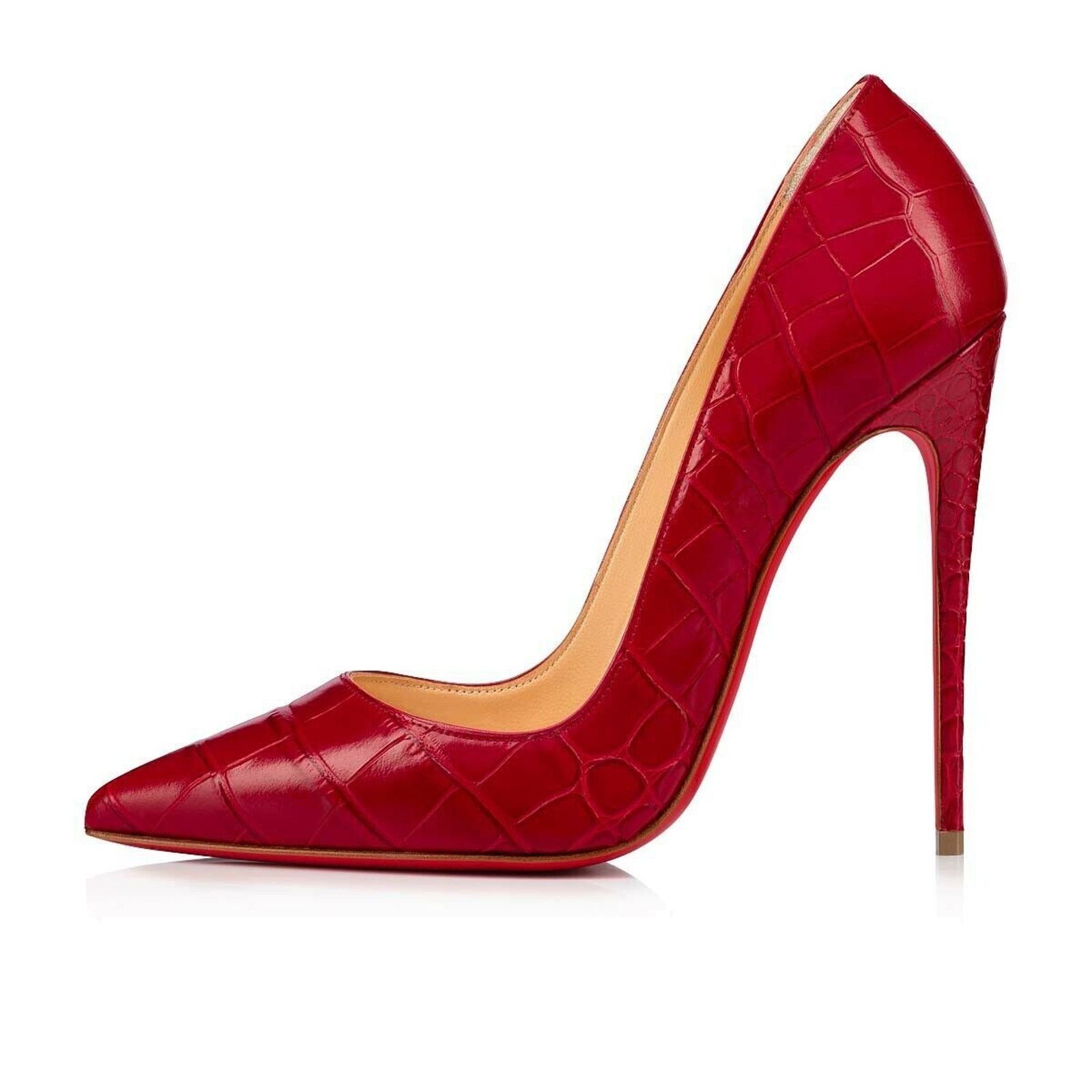 Christian Louboutin So Kate 120 Persan Pink Red Croc Ali Stiletto Heel Pump 39 Size US 9 / IT 39 - 3 Thumbnail