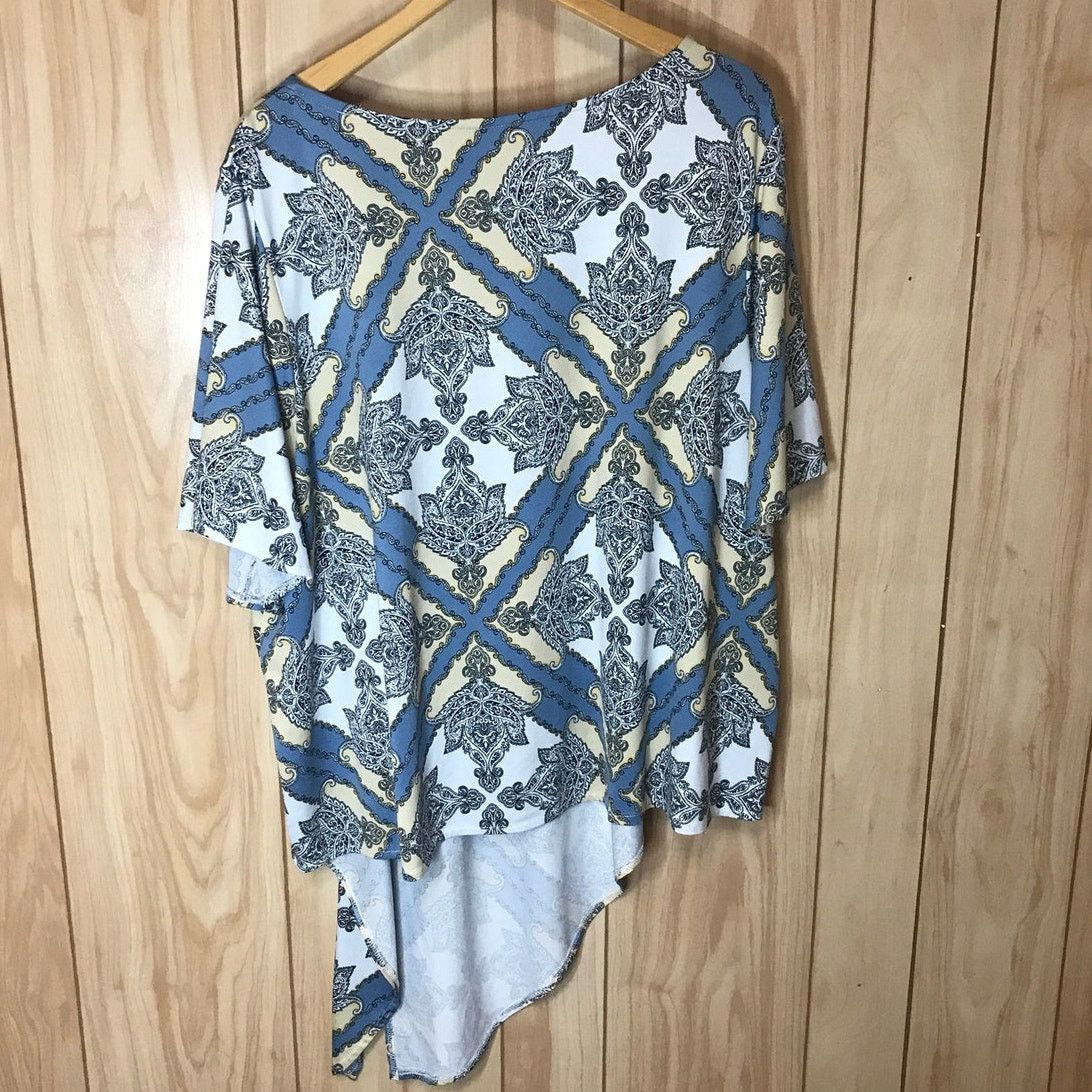 Other Brina & Em Geometric Round Neck Short Sleeve Blouse 2X Size XXL / US 16-18 / IT 52-54 - 2 Thumbnail