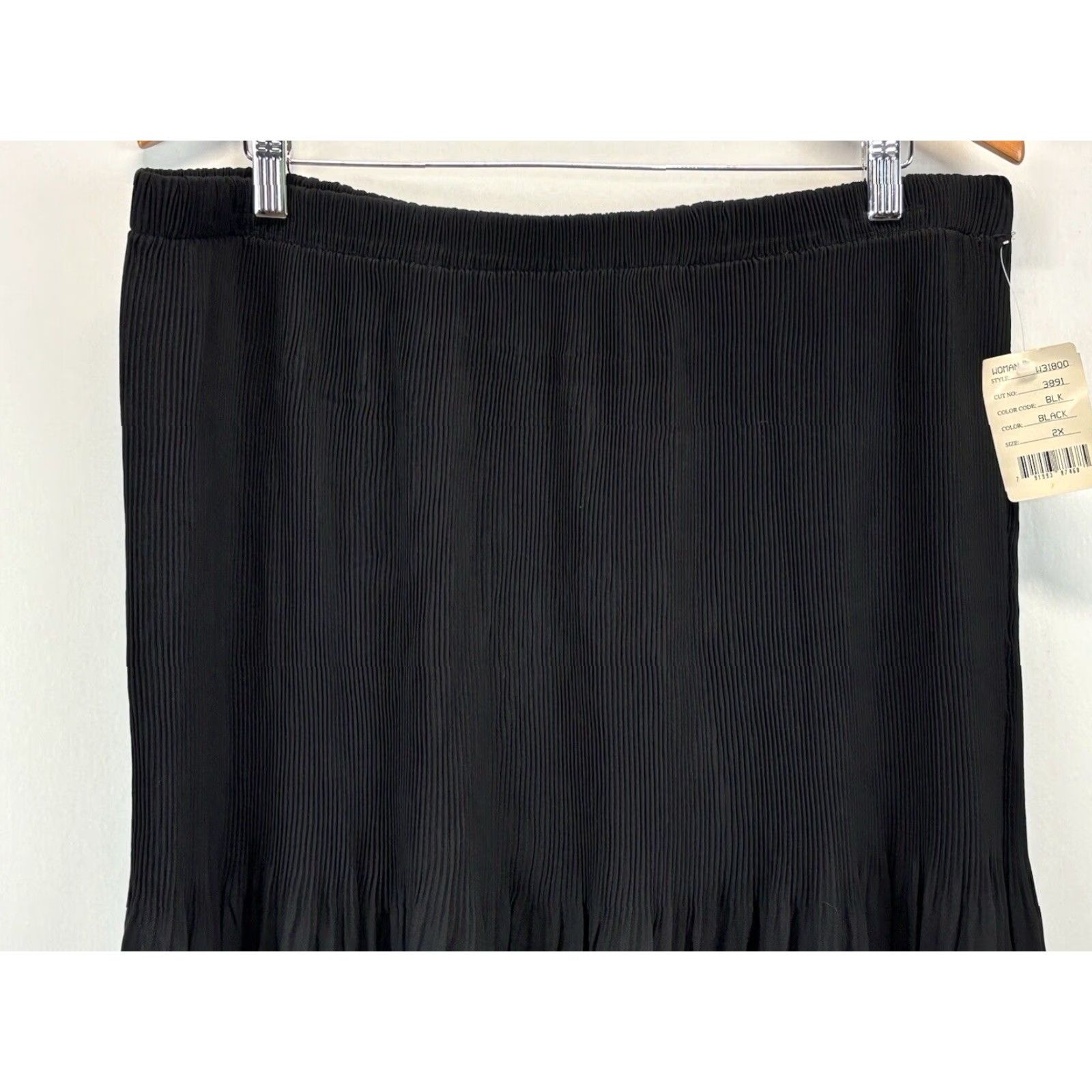 Vintage VINTAGE Allison Taylor Skirt Maxi 2X Plus Black Accordion Pleated Pull On Stretch Long Women Skirt Size 40" / US 18 - 2 Thumbnail