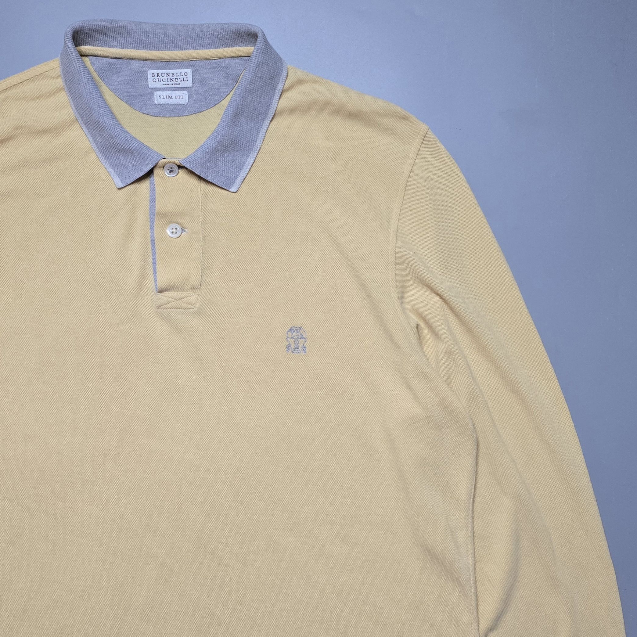 Brunello Cucinelli Brunello Cucinelli - Logo Pique Longslevee Polo Size US XL / EU 56 / 4 - 3 Thumbnail