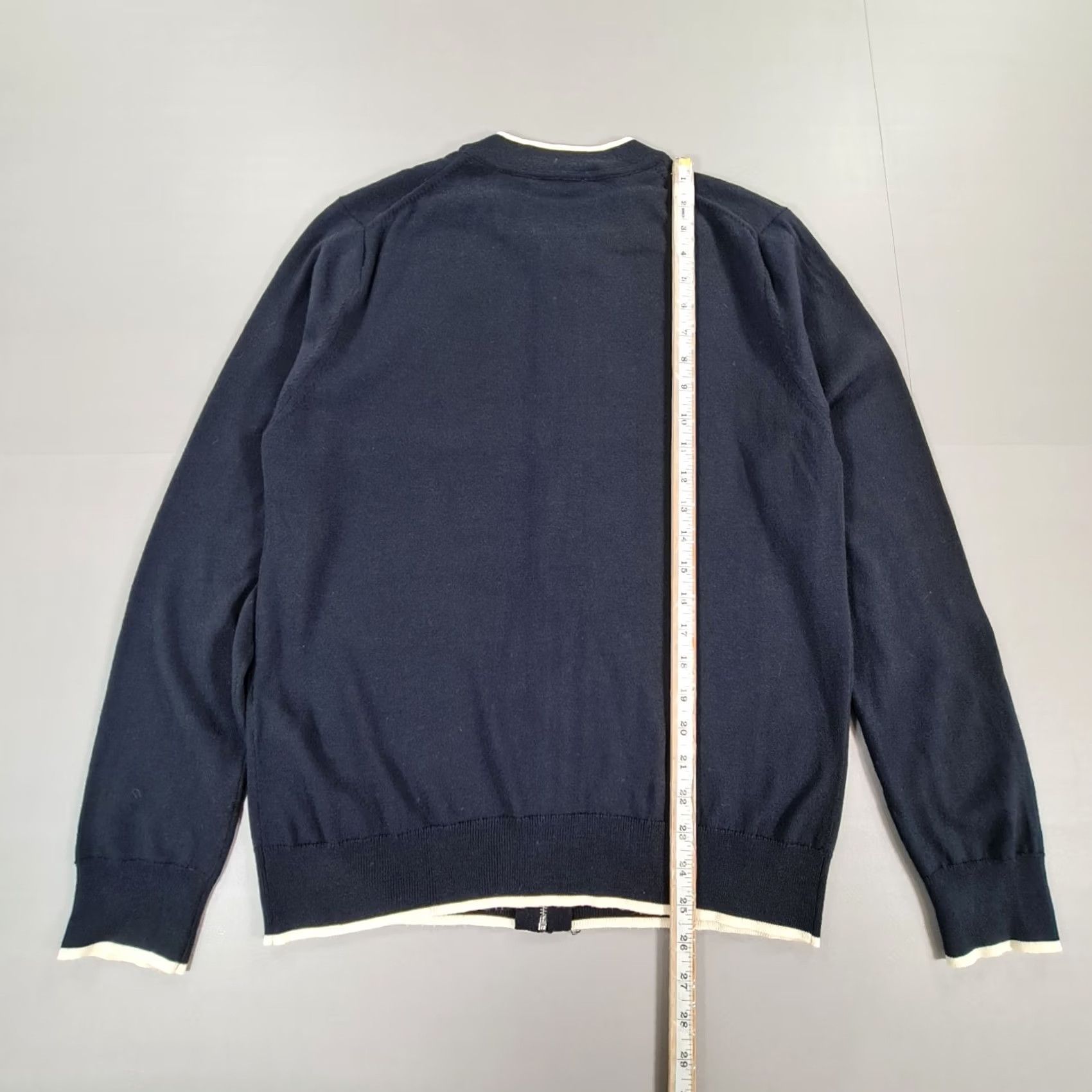 Sandro Sandro Paris Mens Cardigan Navy Blue M Merino Wool Full Zip Knit Jumper, Cardigan, Regular Fit, Lightweight, Crew Neck, Long Sleeve, Casual, Men Size US M / EU 48-50 / 2 - 6 Thumbnail