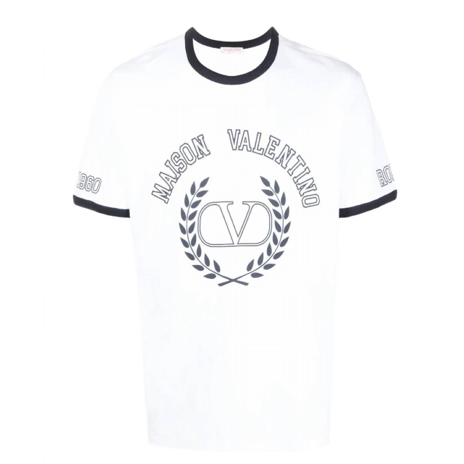 Valentino Garavani Logo Short Sleeve Crew Neck T-shirt In White 