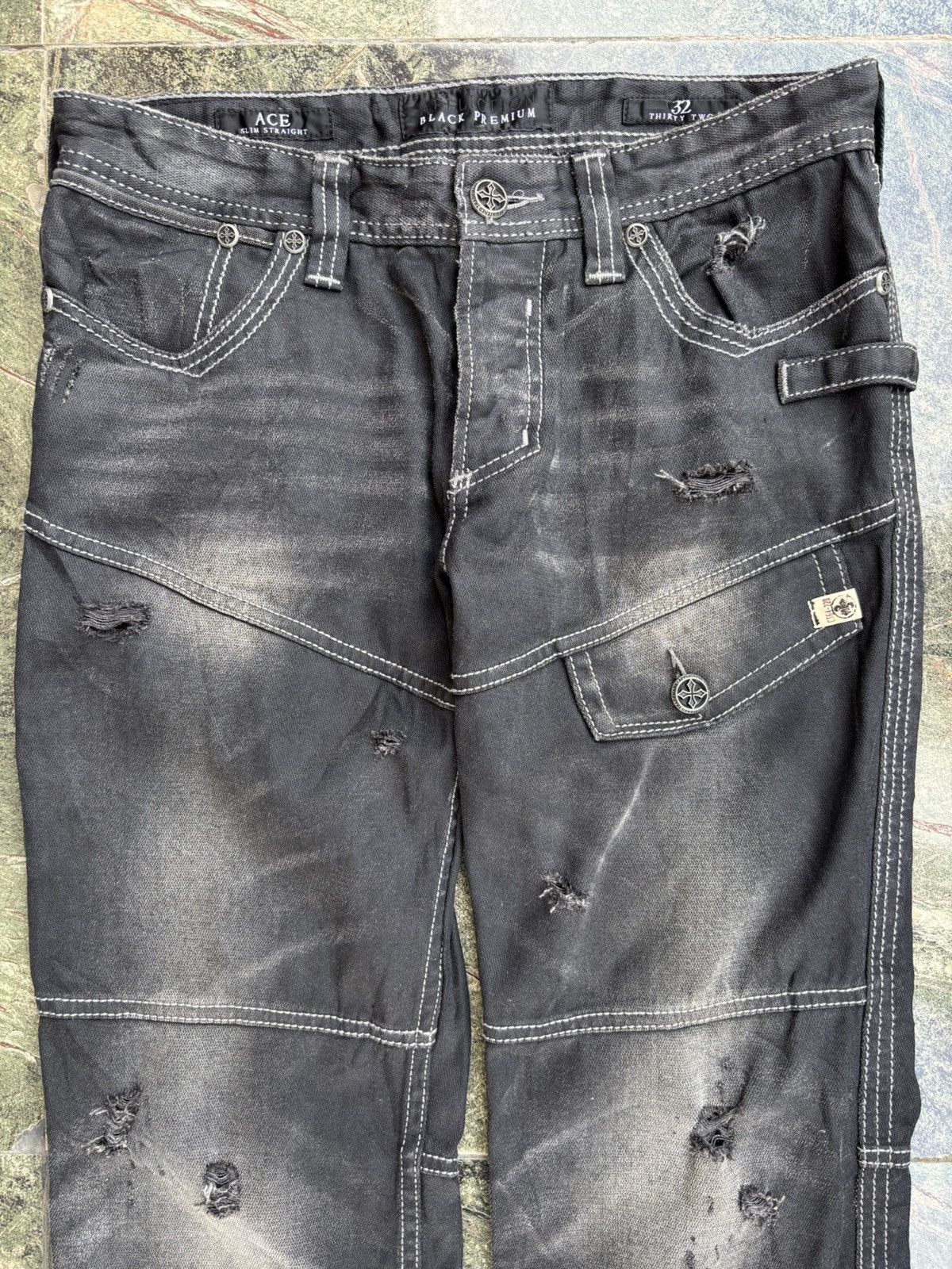 Affliction Y2K Affliction Black Premium Distressed Black Washed Jeans Size US 32 / EU 48 - 3 Thumbnail