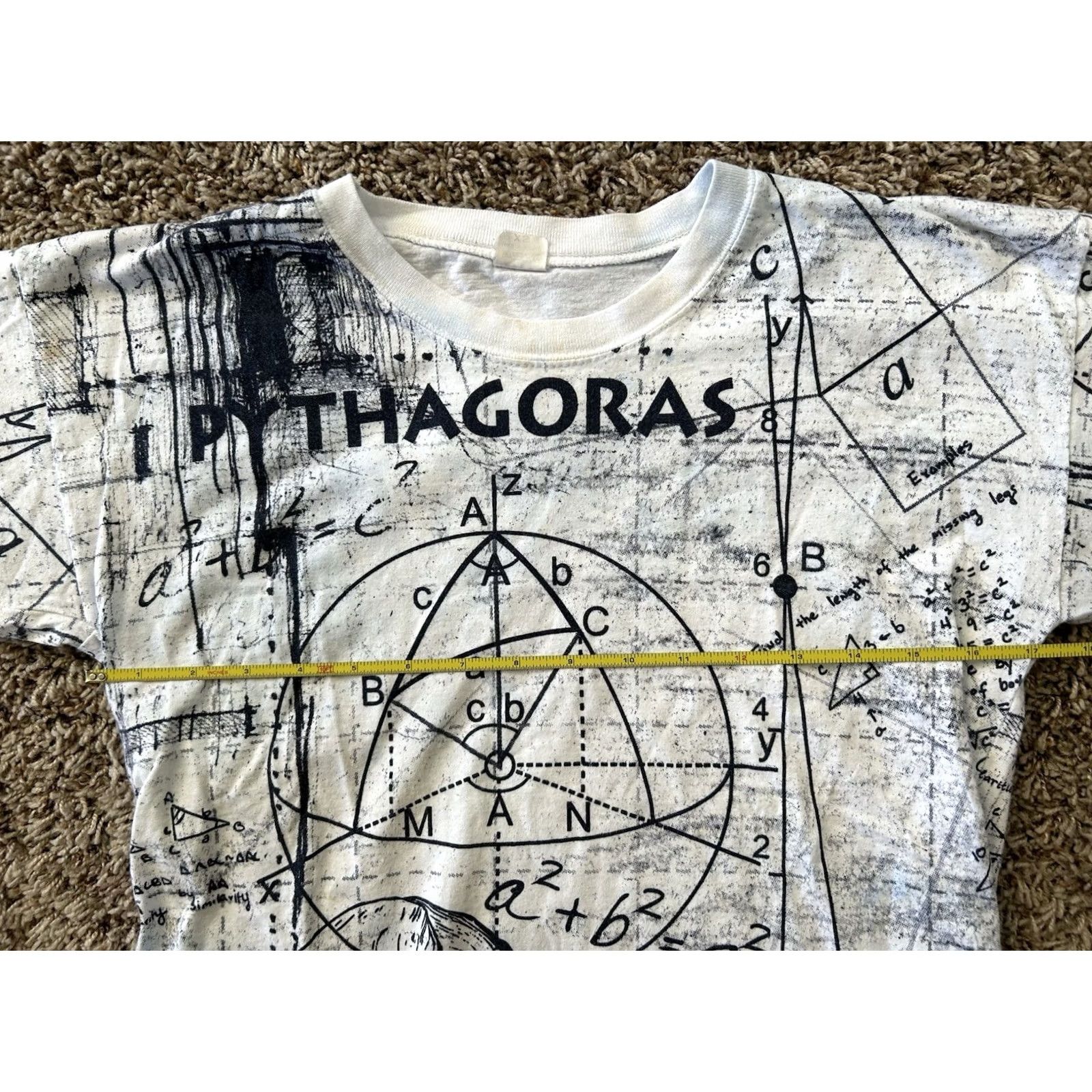 Vintage VINTAGE American Vintage T-Shirt XS White Graphic Print Men 90s Greek Pythagoras “A Bright Brain” Shirt Size US XS / EU 42 / 0 - 6 Thumbnail