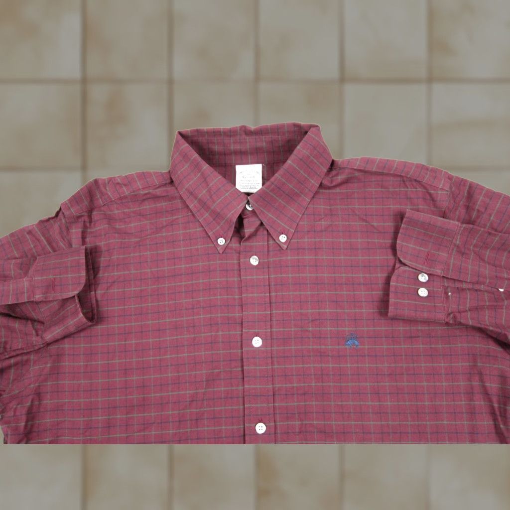 Brooks Brothers Brooks Brothers Shirt Adult XL Red Cotton Stretch Regent Fit Mens Button-Up Long Sleeve Button-Down Collar Classic, Preppy Pattern Check Non-Iron Size US XL / EU 56 / 4 - 1 Thumbnail