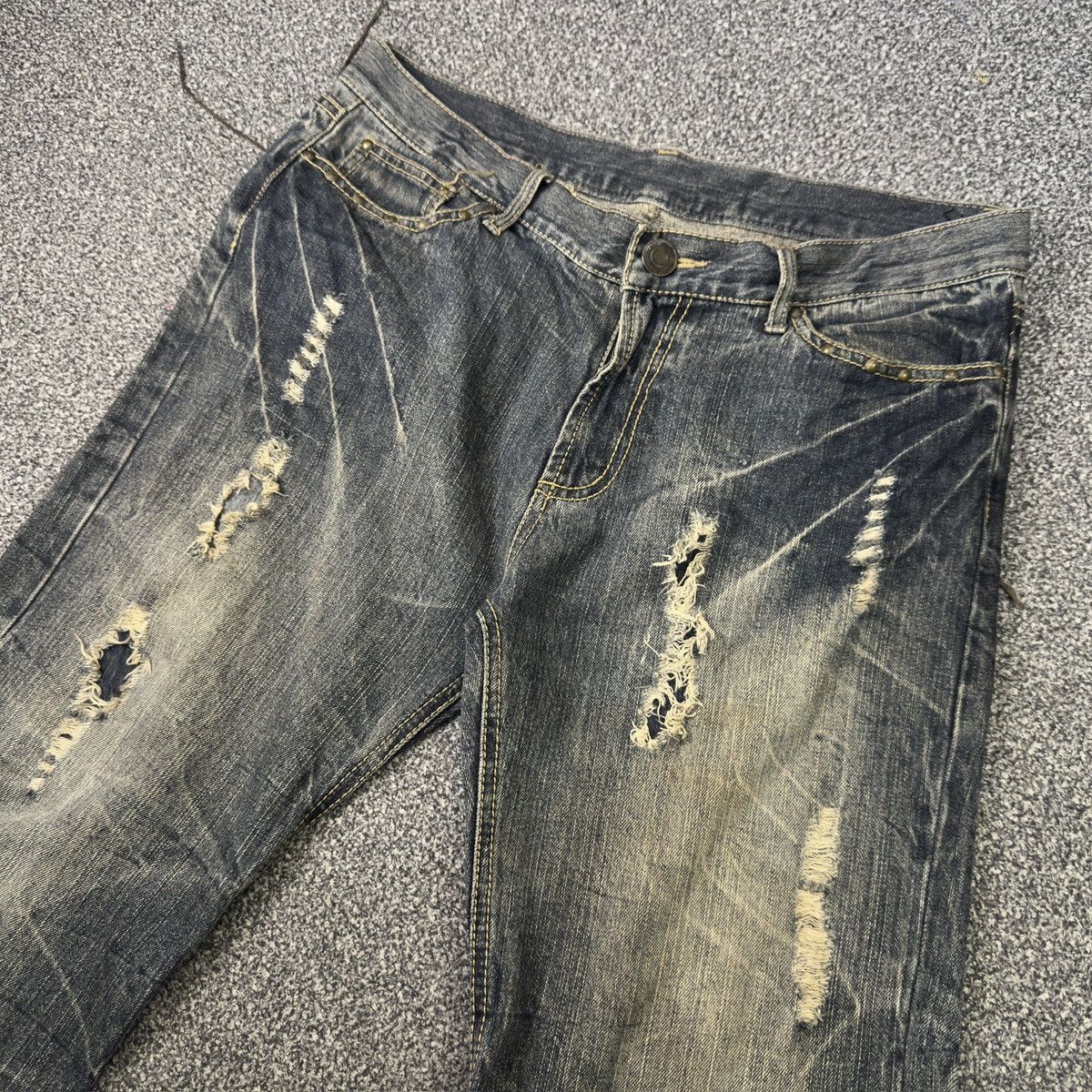 Hysteric Glamour 🔥🇯🇵 Baggy Japanese Seditionaries Claw Mark Distressed Jeans Size US 36 / EU 52 - 3 Thumbnail