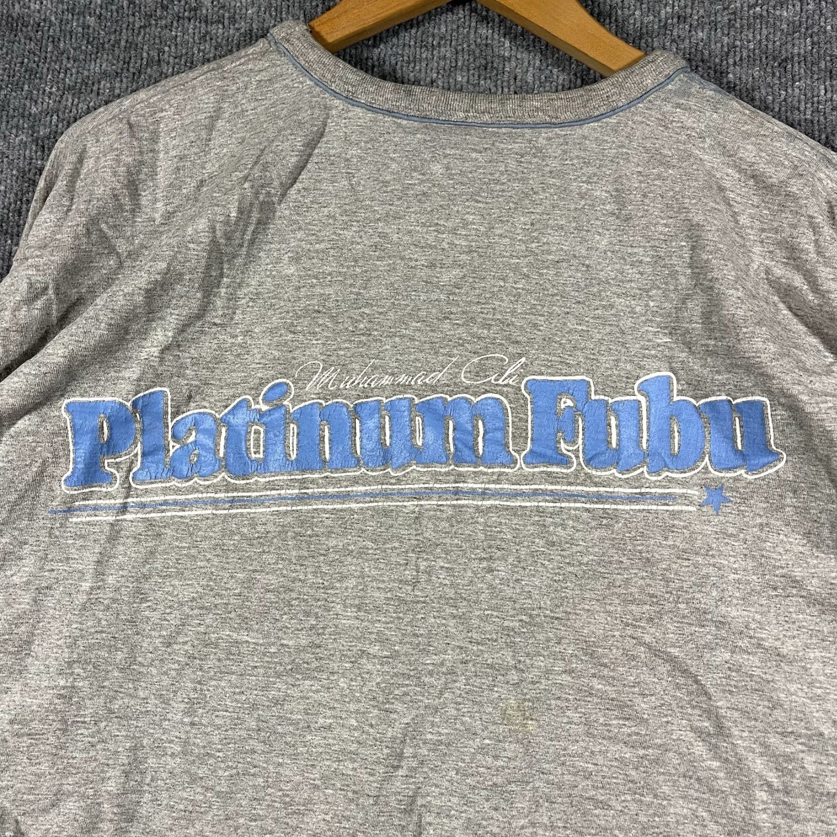 Fubu VINTAGE FUBU Shirt 2XL Gray Long Sleeve Muhammad Ali 90s Fat Albert Cotton Embroidered Logo Men Size US XXL / EU 58 / 5 - 7 Thumbnail