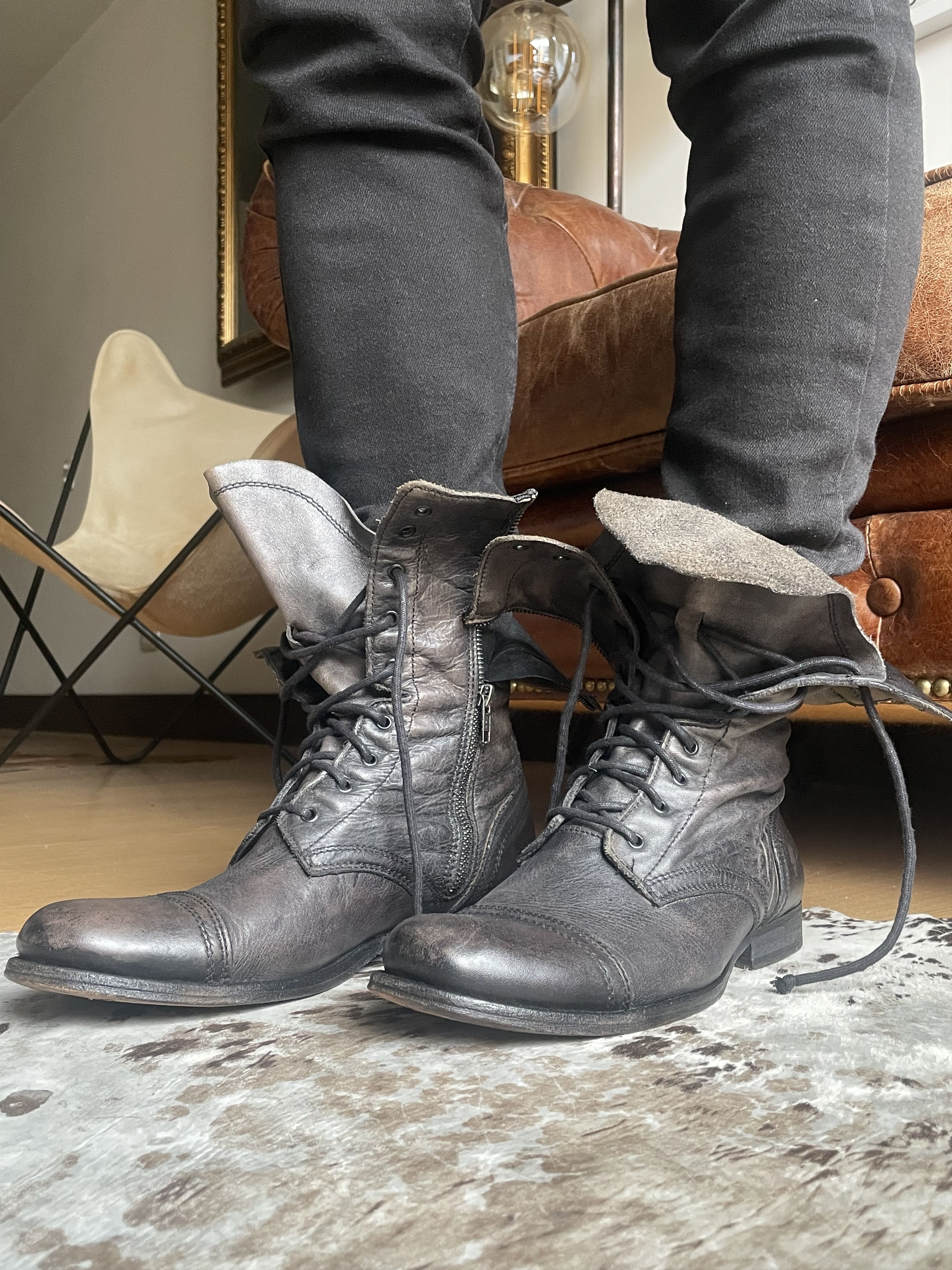 Allsaints All Saints Dark Gray Leather Boots Guidi Distressed Size US 10 / EU 43 - 2 Thumbnail