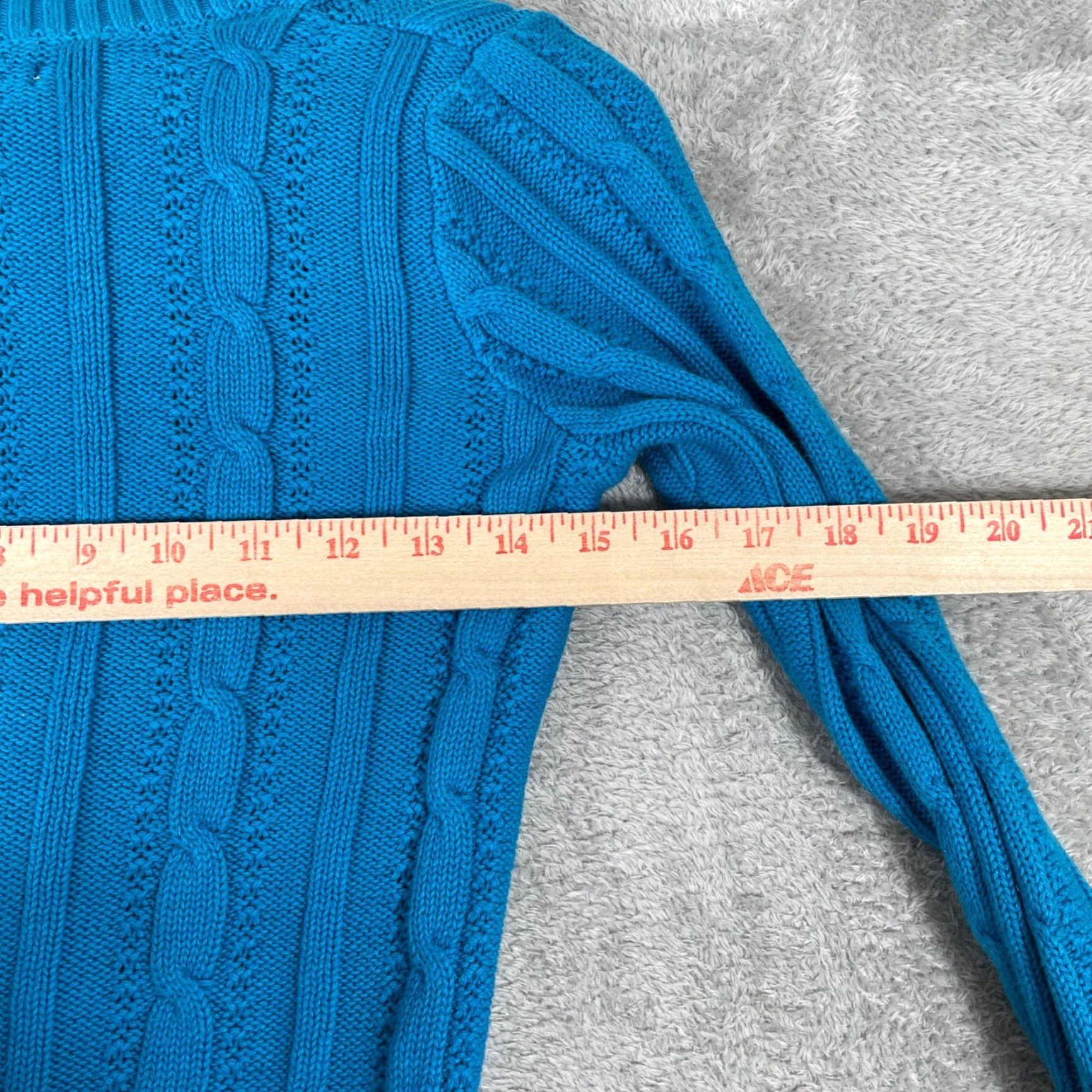Old Navy VINTAGE Old Navy Cable Knit Sweater Womens XS Blue V Neck Cotton Pullover Size XS / US 0-2 / IT 36-38 - 7 Thumbnail
