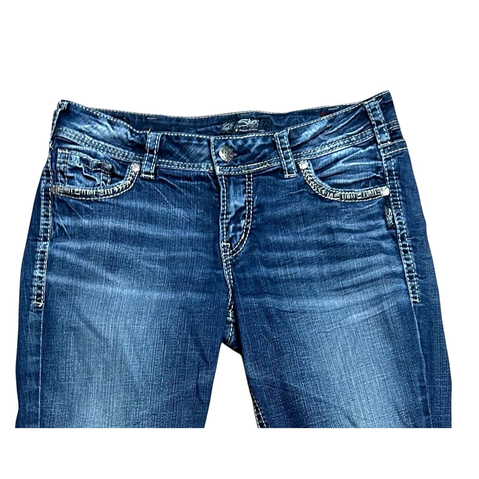 Silver Jeans Co. Silver Jeans Suki Mid Capri Jeans Women 31x22 1/2 Blue Super Stretch Denim 5-Pocket Brand: Silver Jeans Womens Regular Fit Capri Style Size 26" / US 2 / IT 38 - 6 Thumbnail