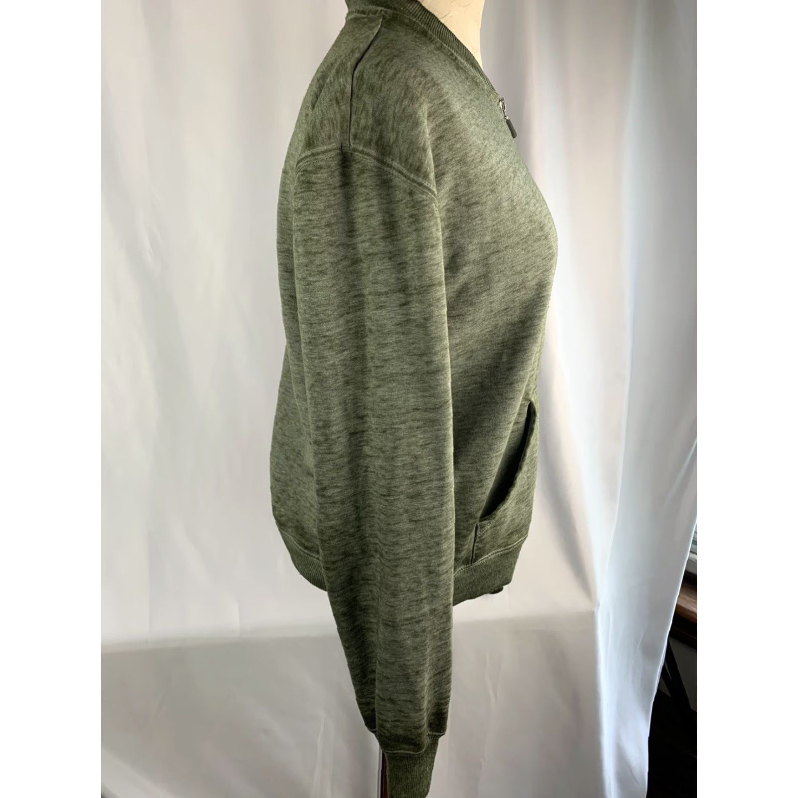 Vintage Derek Heart Junior Women's Green Medium Sweatshirt Full Zip Crew Neck Size M / US 6-8 / IT 42-44 - 4 Thumbnail