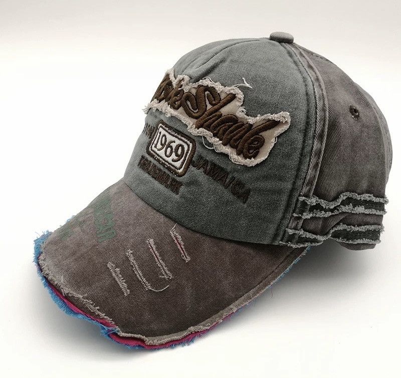 Japanese Brand Y2k retro embroidery distressed damage raw cap hat Size ONE SIZE - 1 Thumbnail