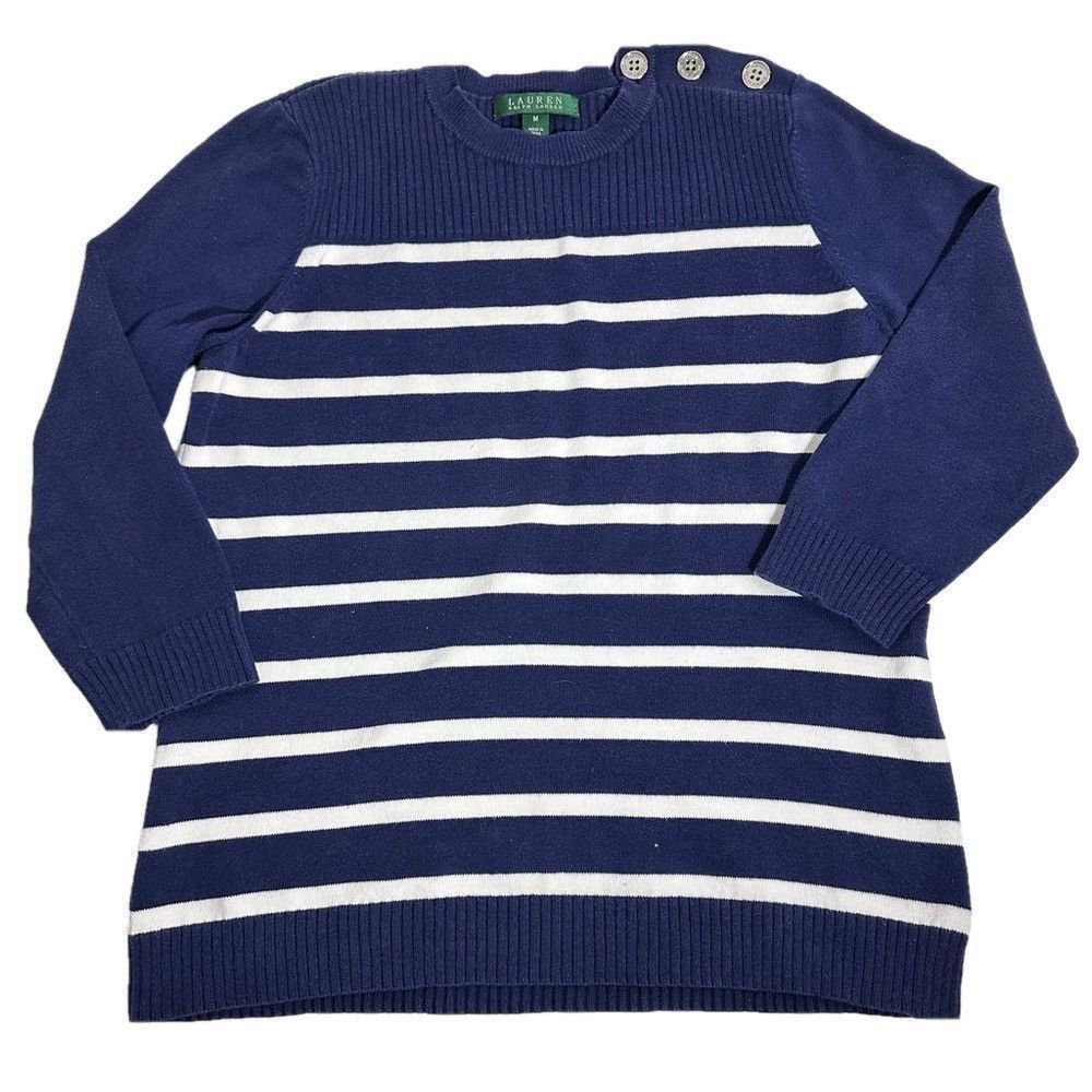 Lauren Ralph Lauren Ralph Lauren Breton Stripes Crewneck Navy Medium Sweater Size M / US 6-8 / IT 42-44 - 4 Thumbnail